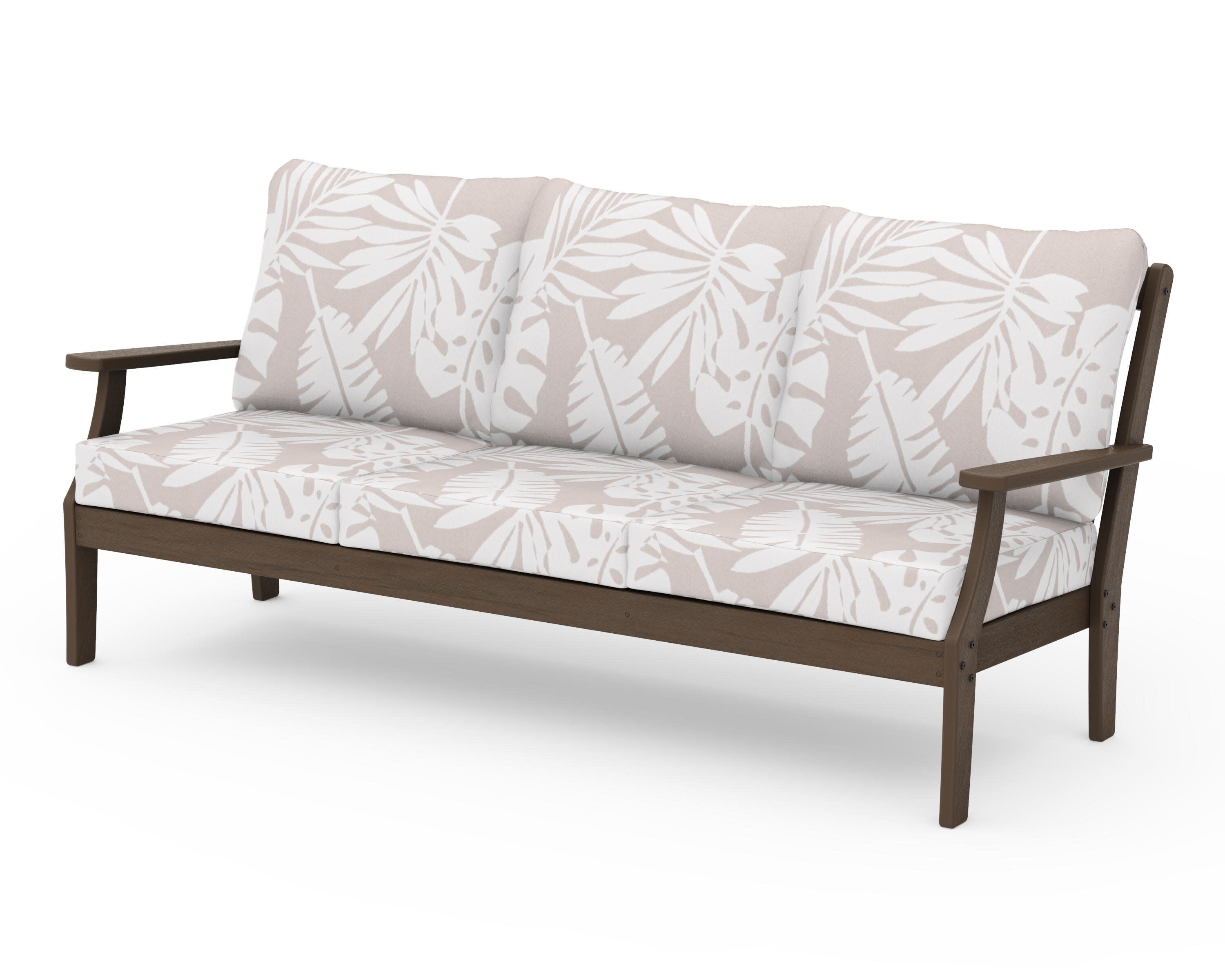 Braxton Deep Seating Sofa in Kona / Leaf Dune Burlap