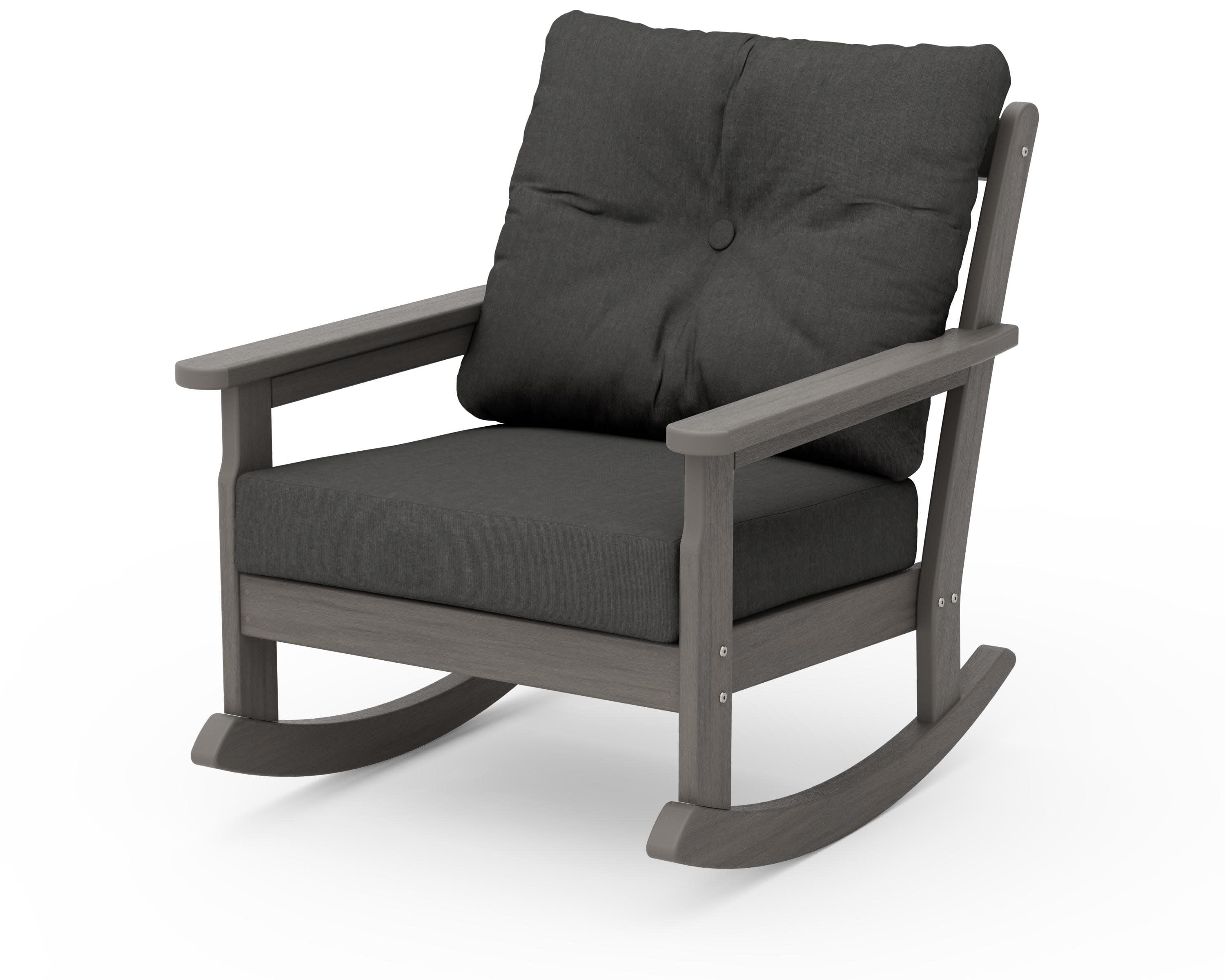 Vineyard Deep Seating Rocking Chair in Driftwood / Spectrum Carbon
