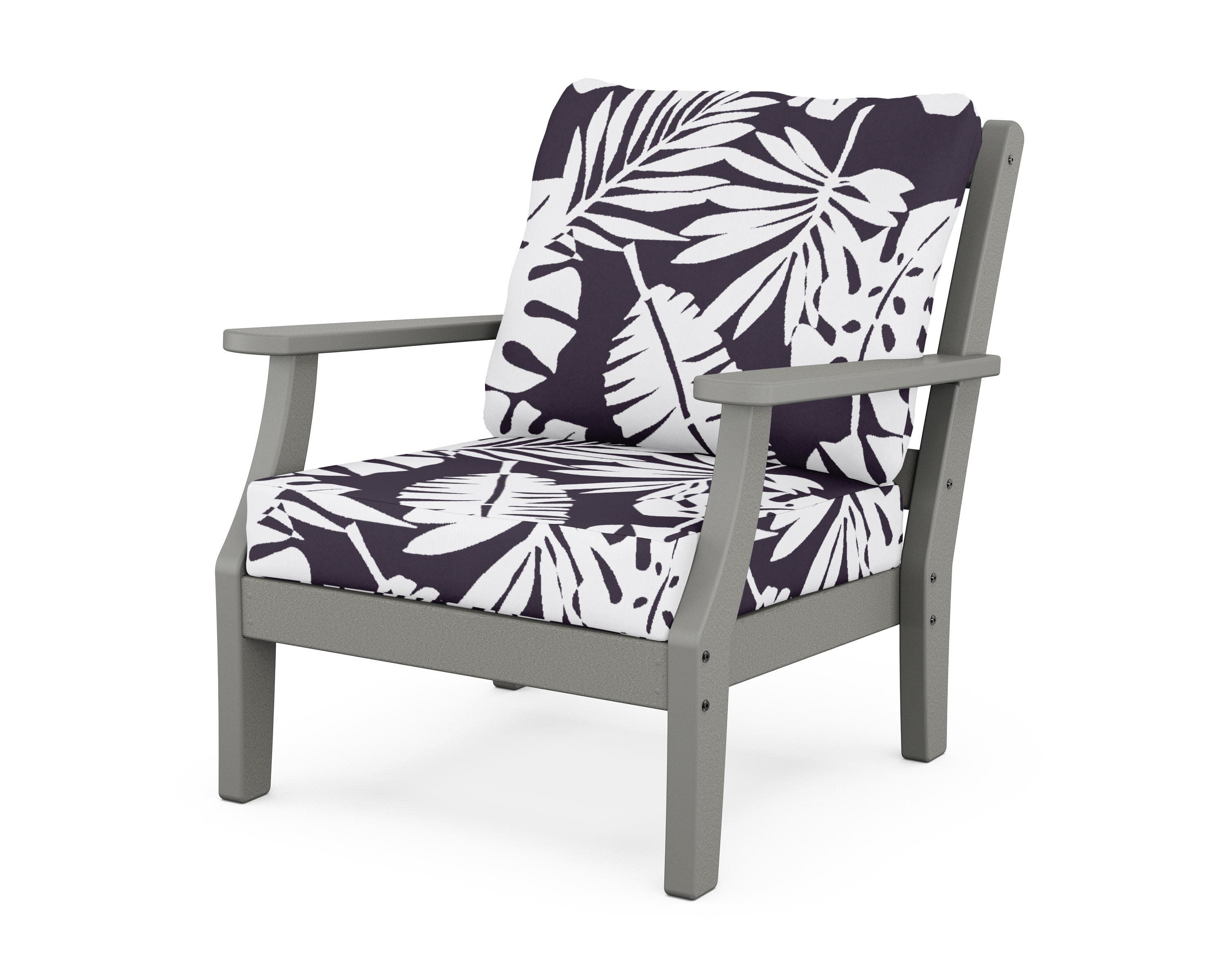 Chinoiserie Deep Seating Chair in Slate Grey / Leaf Navy