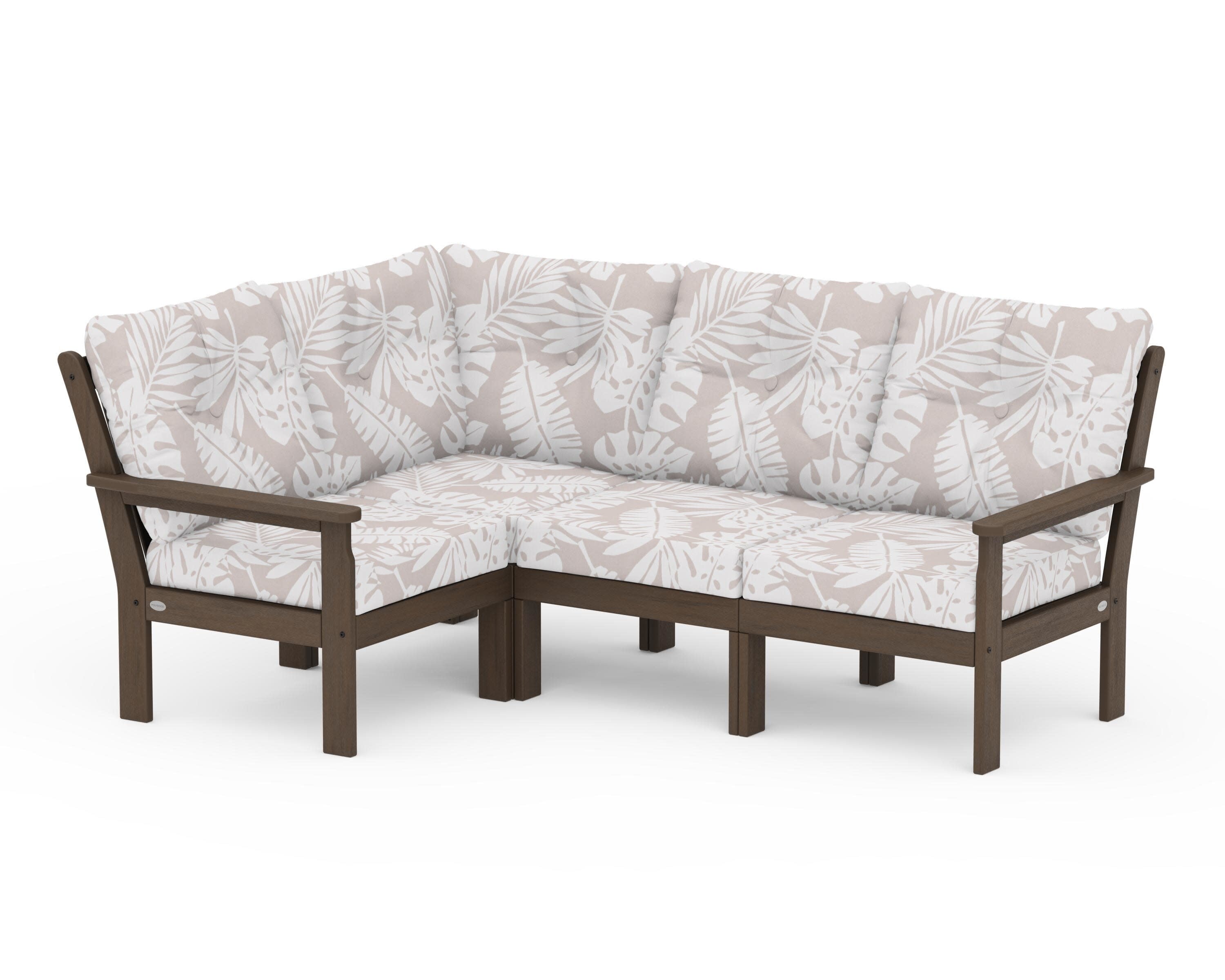 Vineyard 4-Piece Sectional in Kona / Leaf Dune Burlap