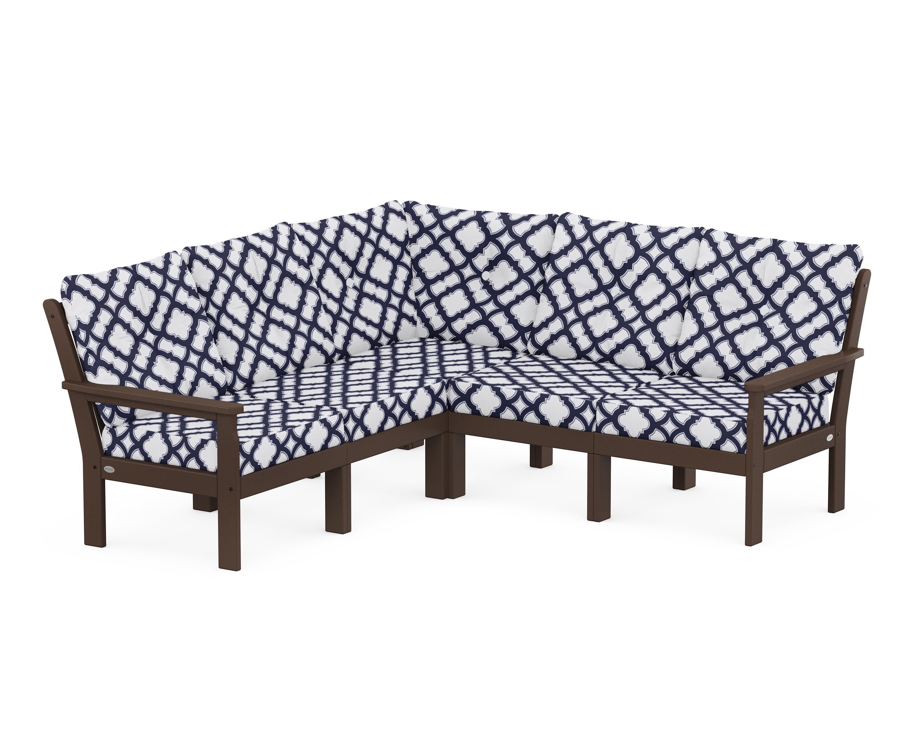 Vineyard 5-Piece Sectional in Mahogany / Trellis Navy