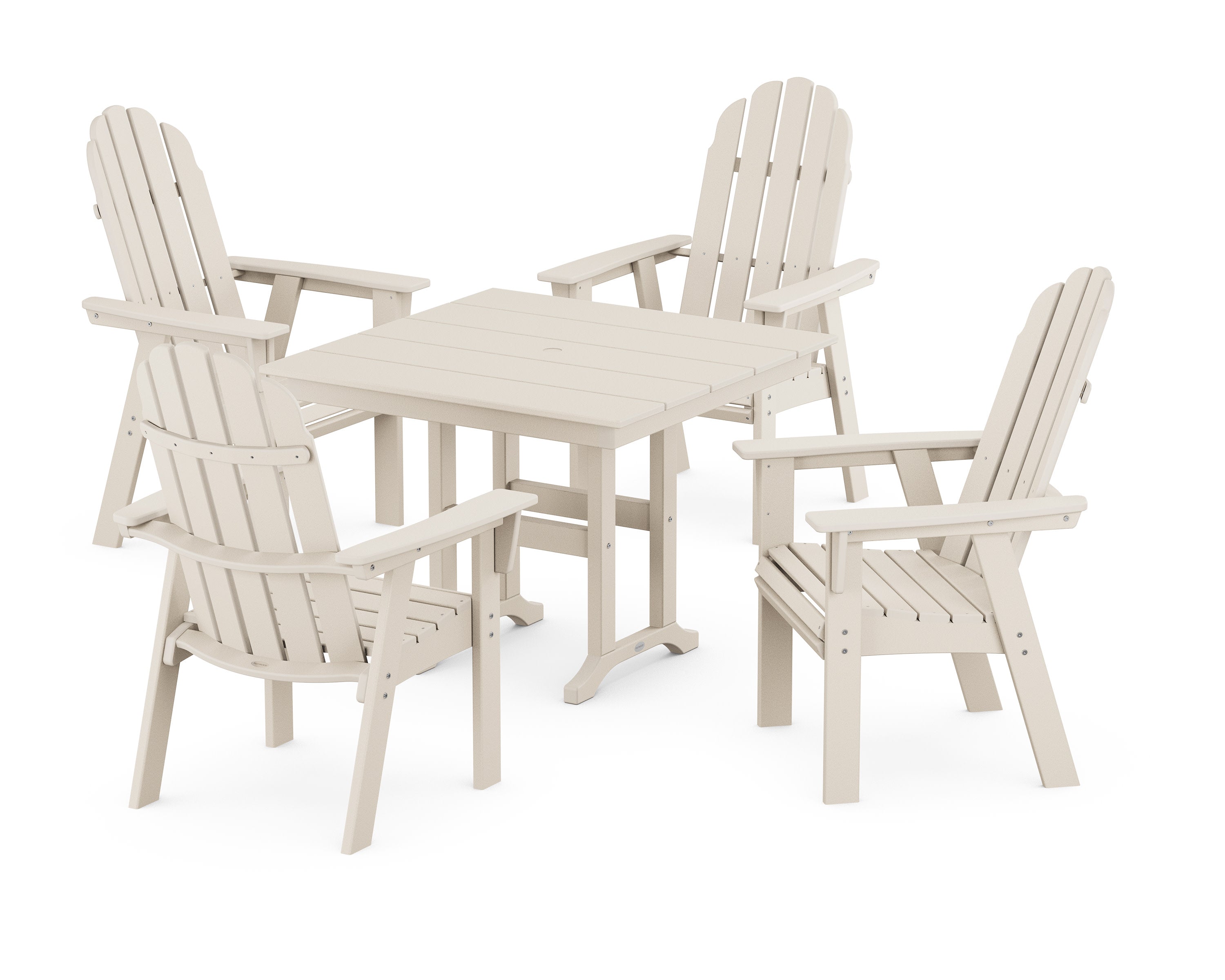 Vineyard Curveback Adirondack 5-Piece Farmhouse Dining Set in Sand