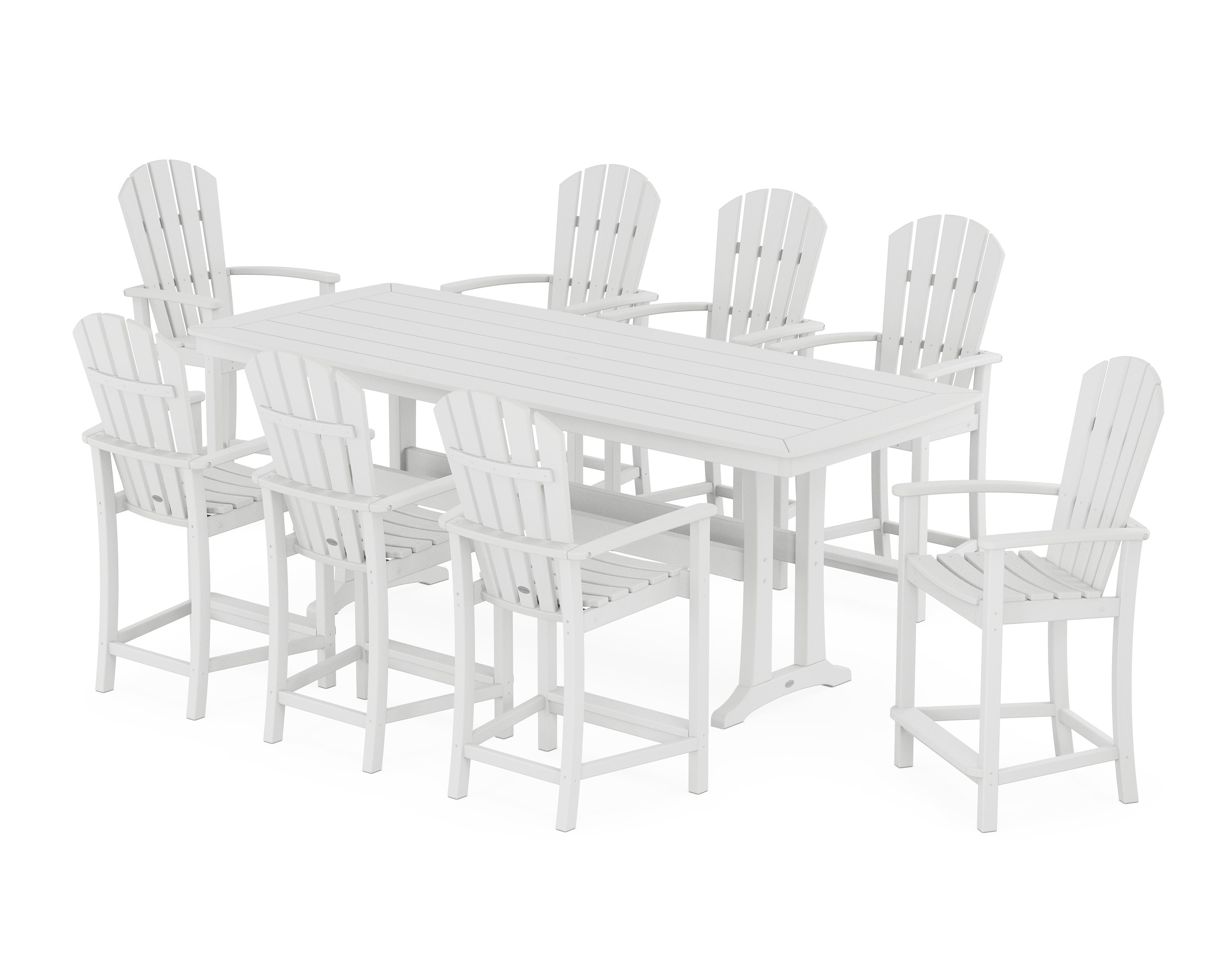 Palm Coast 9-Piece Counter Set with Trestle Legs in White