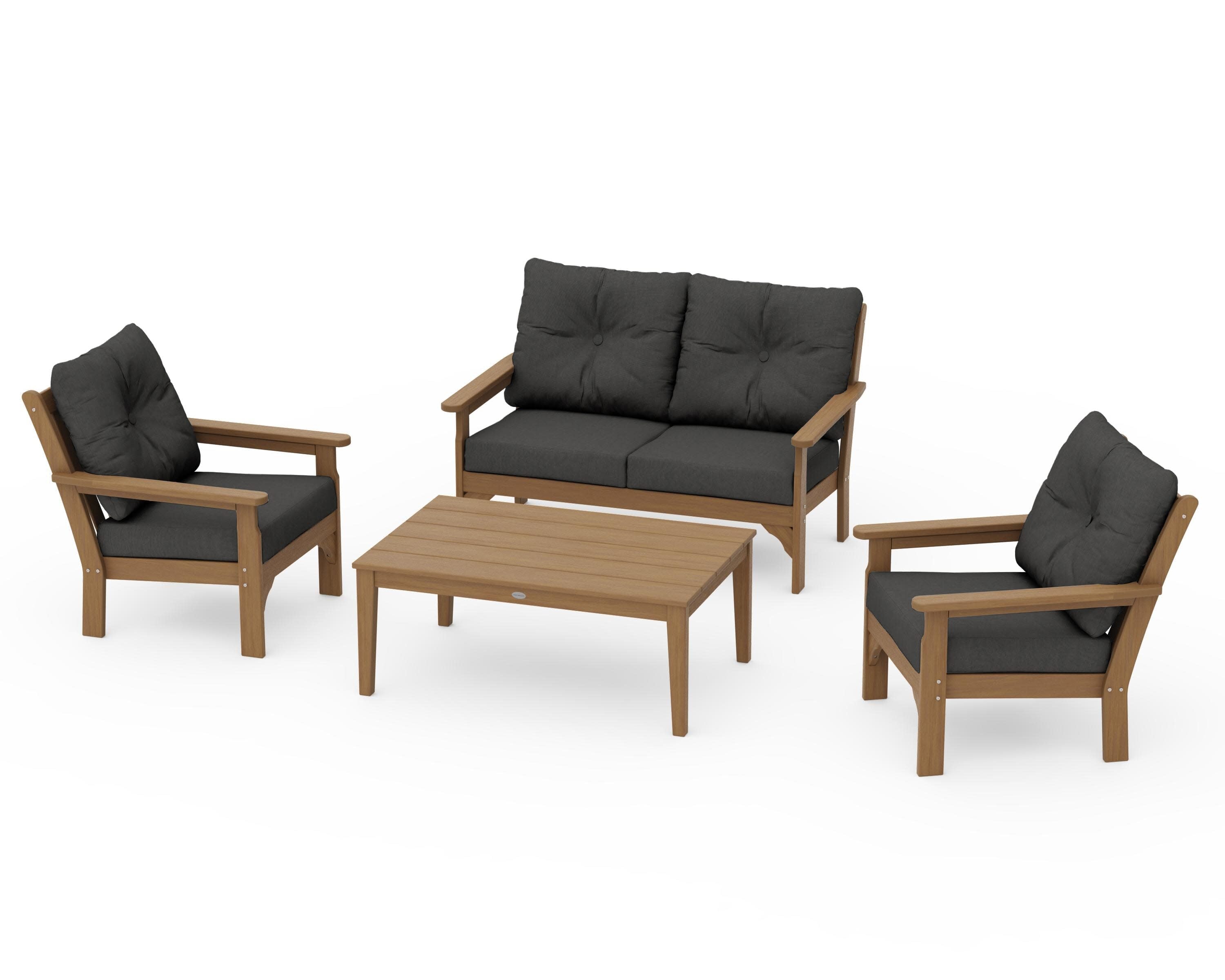 Vineyard 4-Piece Deep Seating Set in Natural / Spectrum Carbon