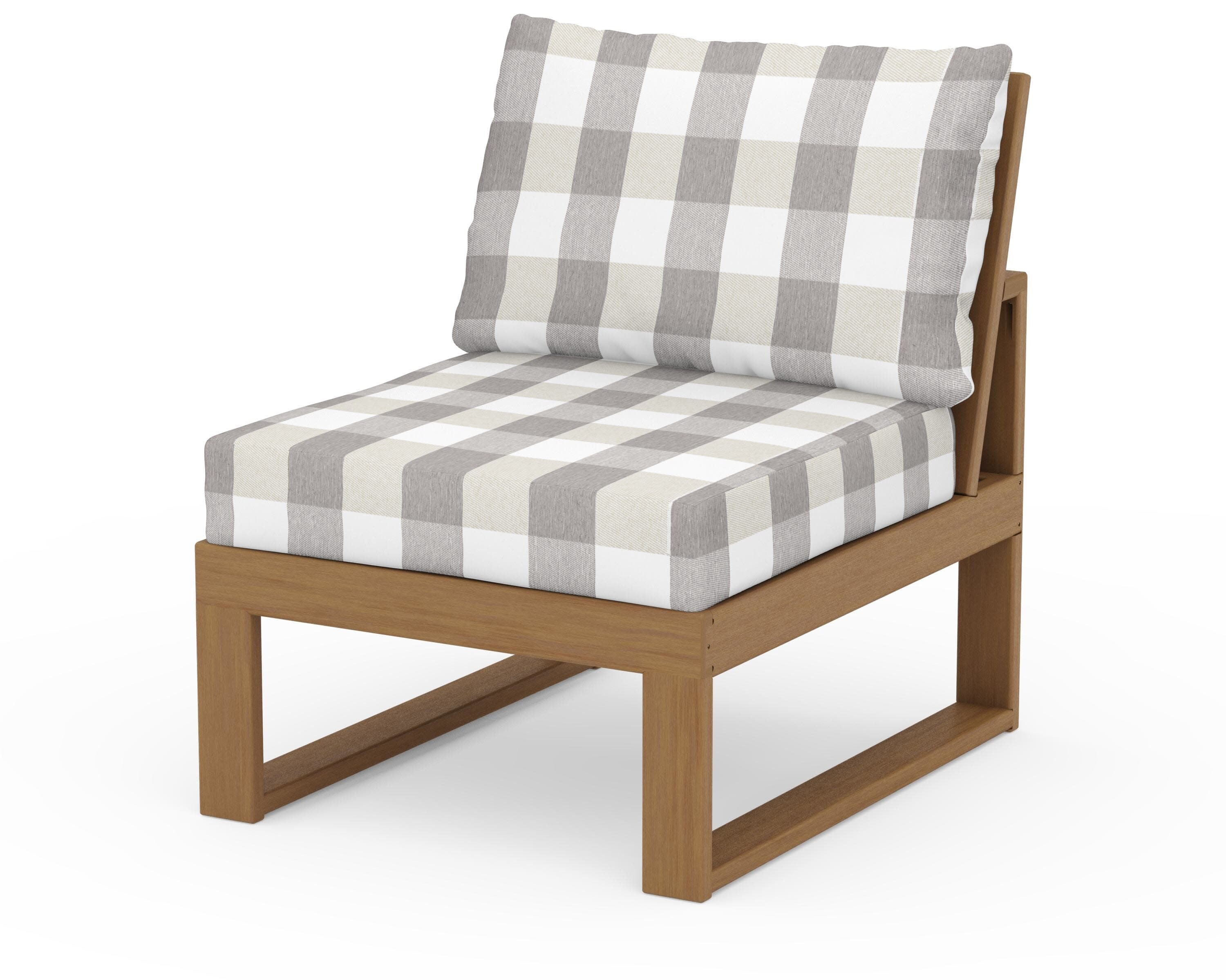 Modular Armless Chair in Natural / Buffalo Plaid Grey Mist