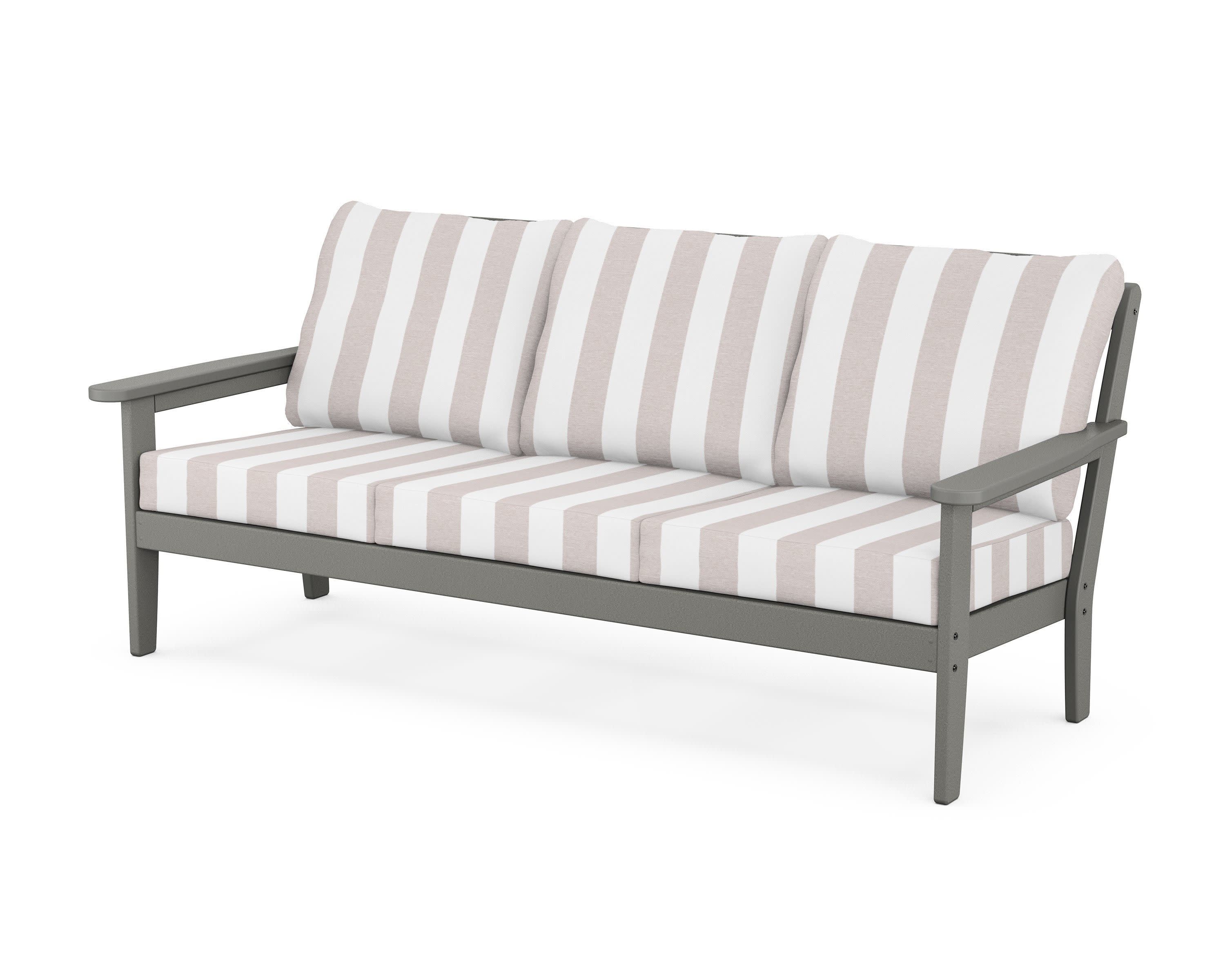 Cottage Deep Seating Sofa in Slate Grey / Cabana Stripe Dune Burlap