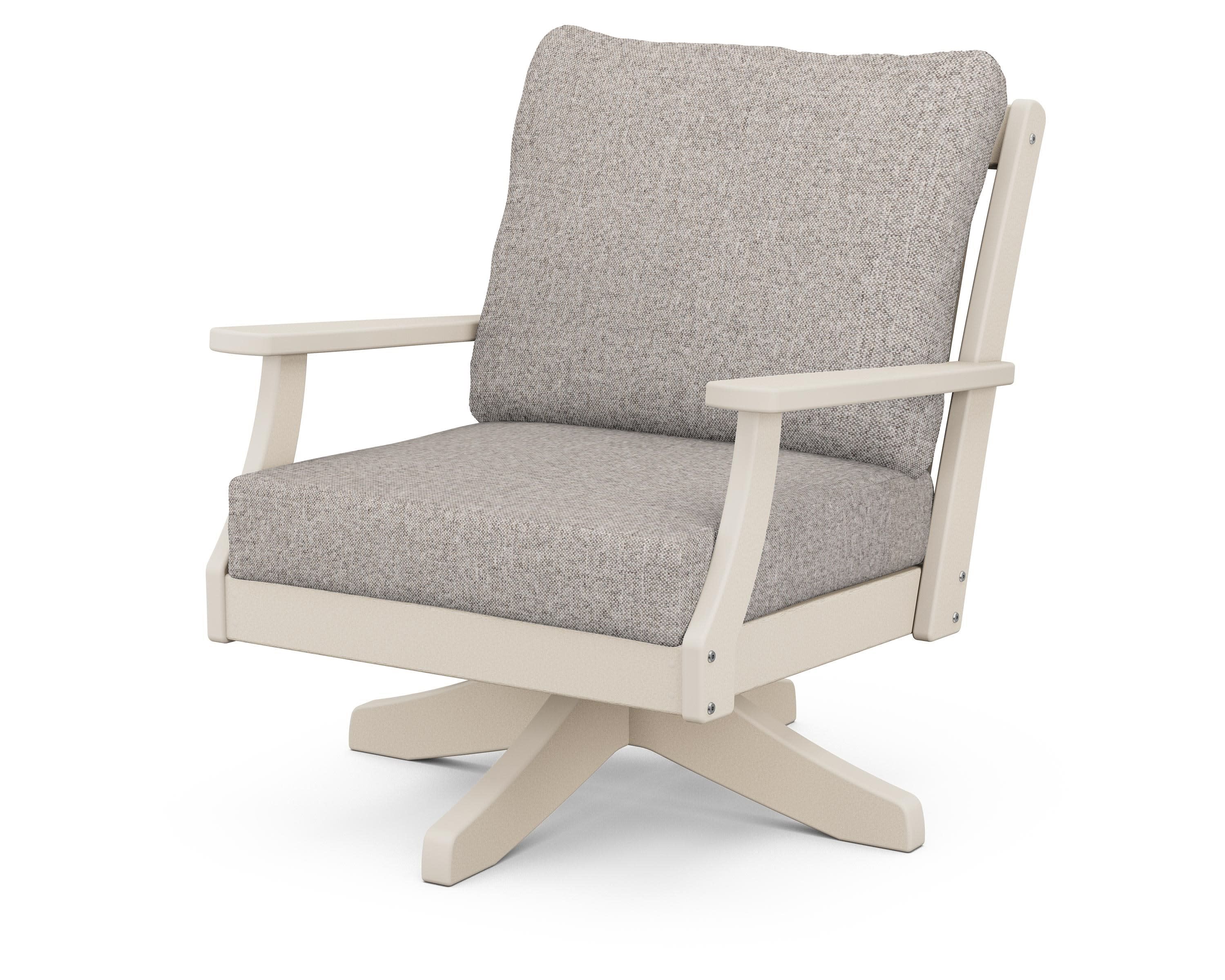 Braxton Deep Seating Swivel Chair in Sand / Weathered Tweed