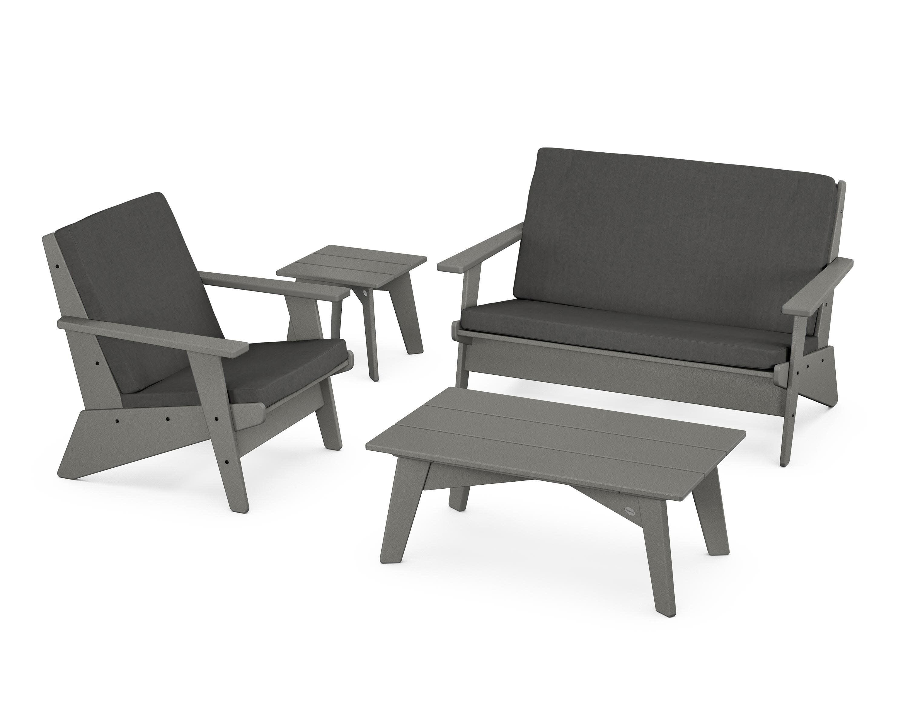 Riviera Modern Lounge 4-Piece Set in Slate Grey / Spectrum Carbon