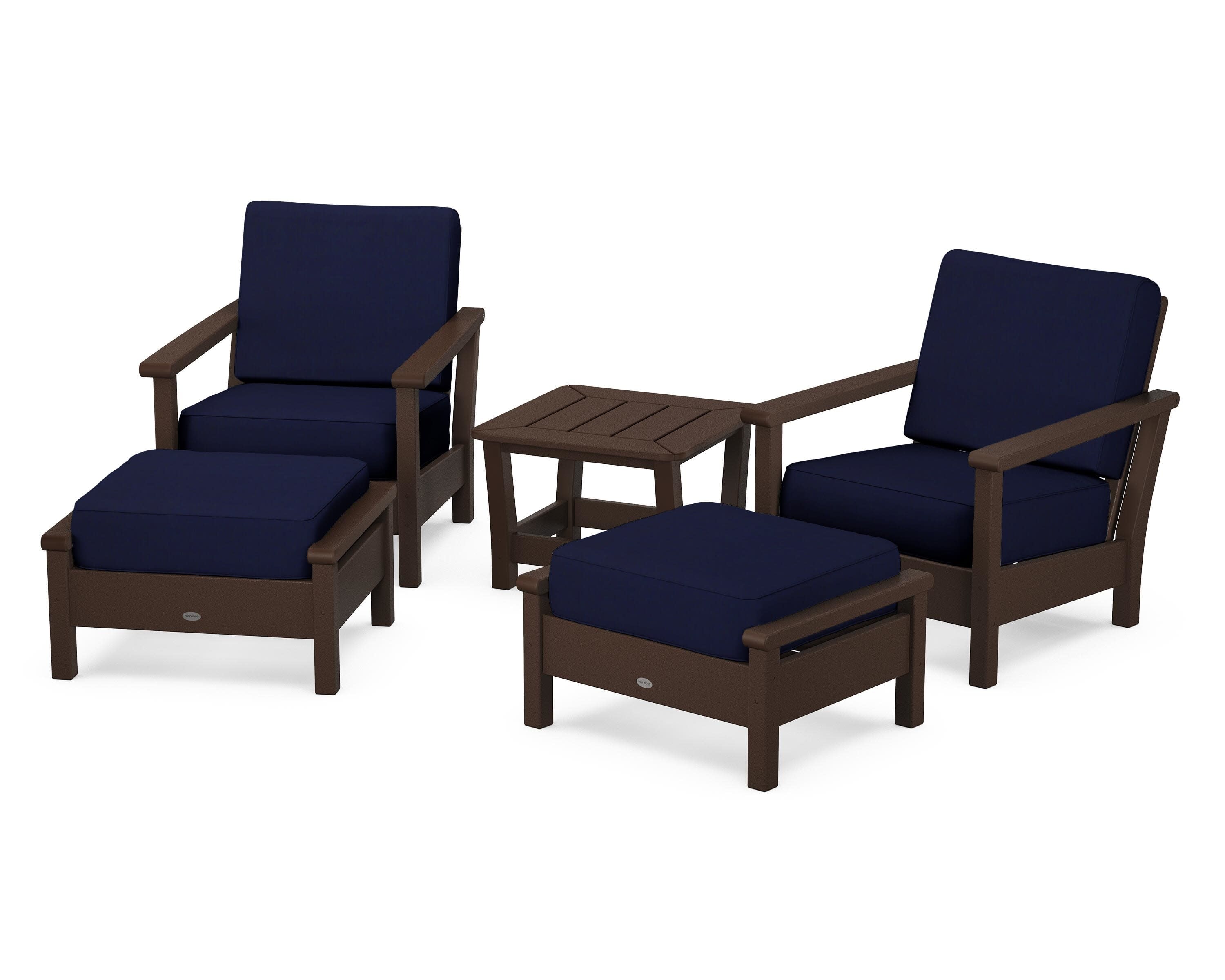 Harbour 5-Piece Deep Seating Chair Set in Mahogany / Navy