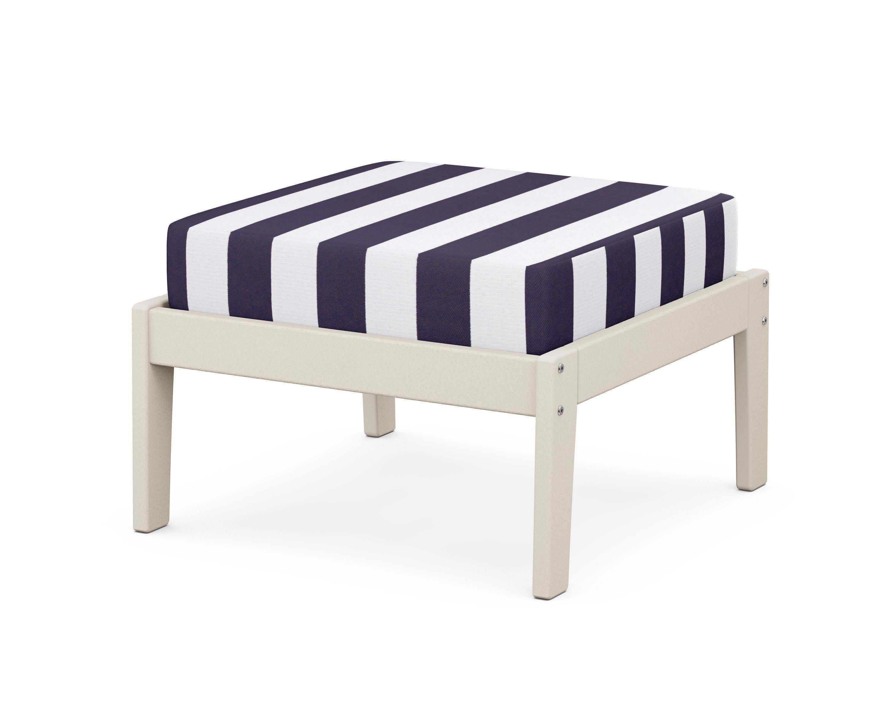 Deep Seating Ottoman in Sand / Cabana Stripe Navy