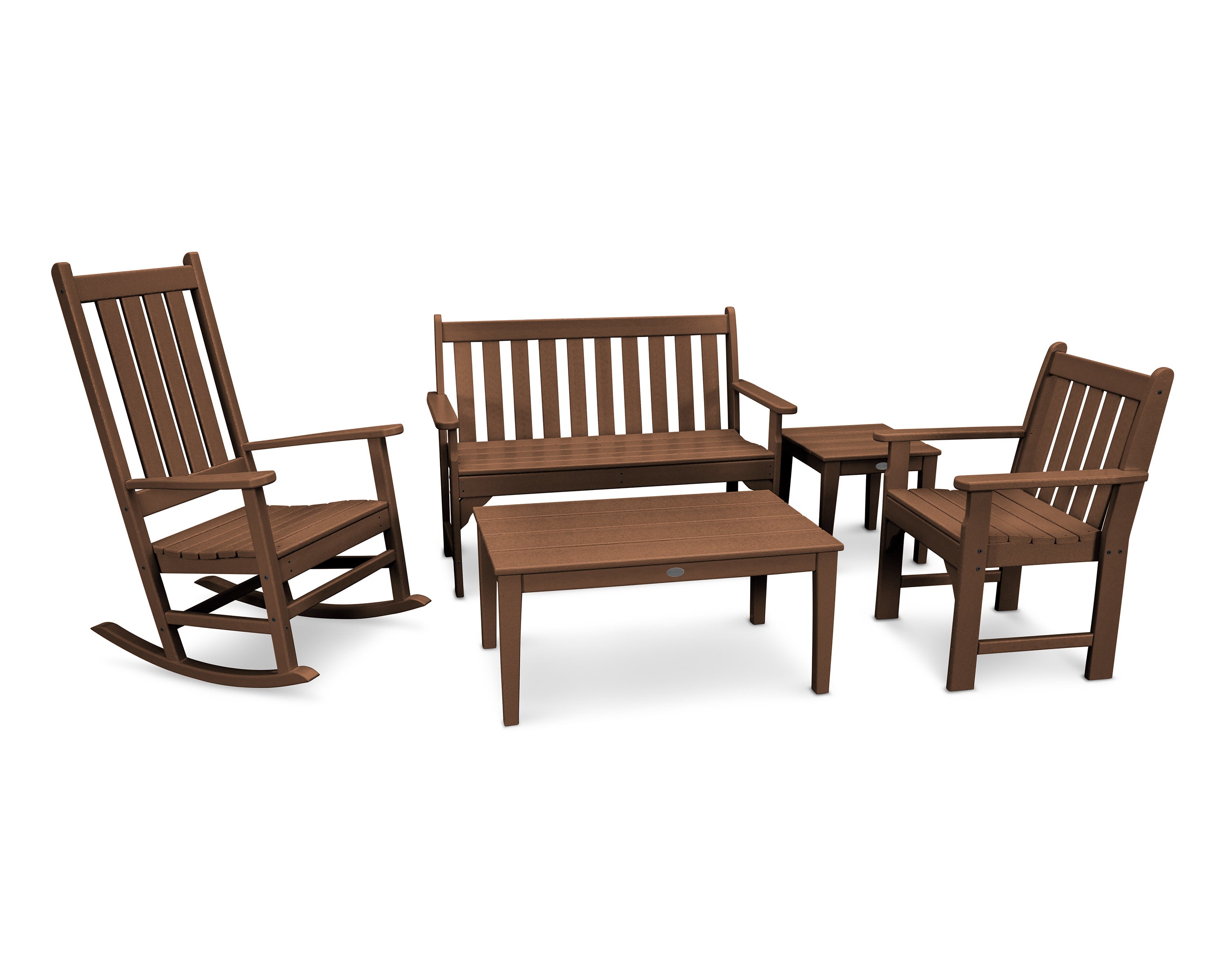Vineyard 5-Piece Bench & Rocking Chair Set in Teak