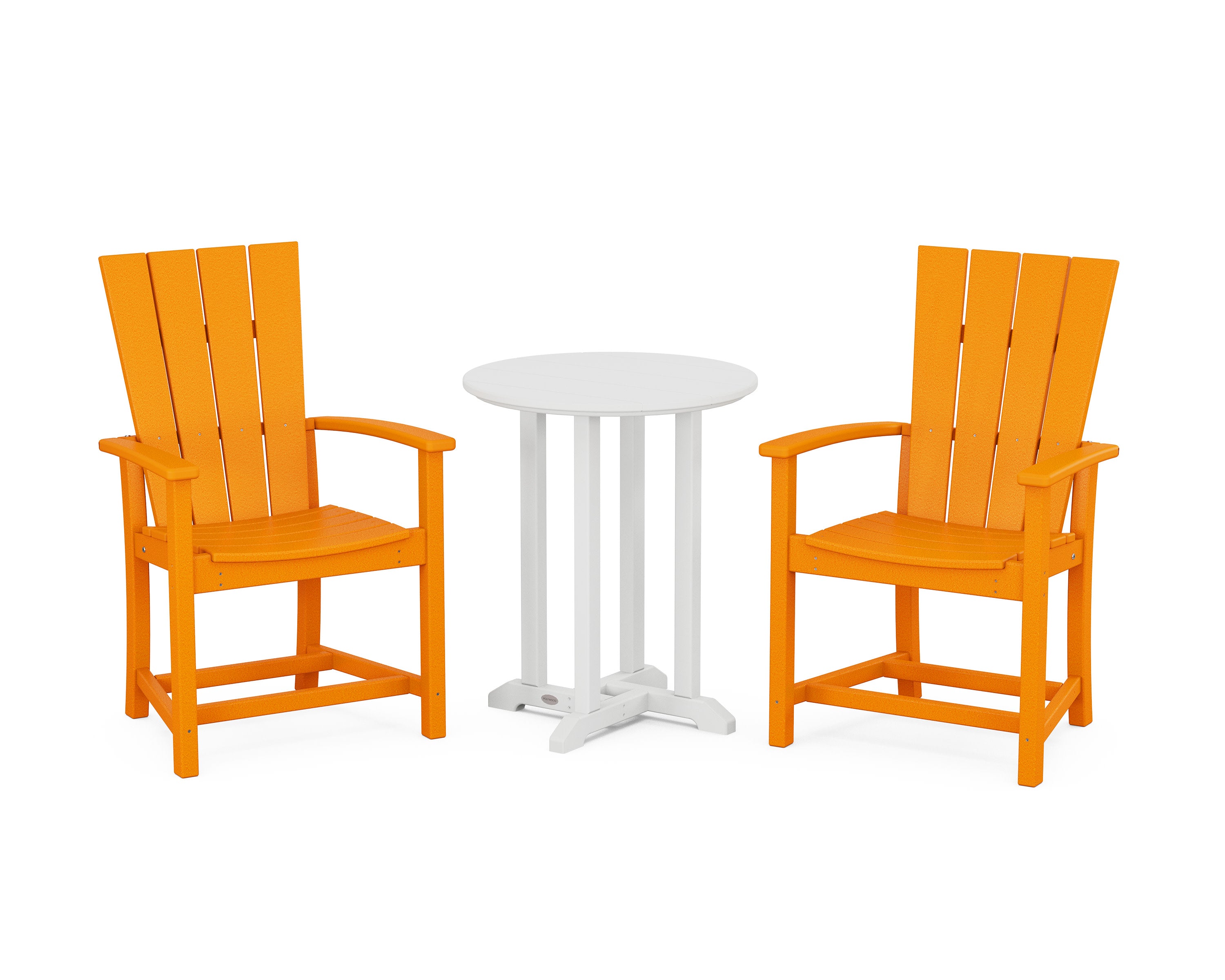 Quattro 3-Piece Round Farmhouse Bistro Dining Set in Tangerine / White