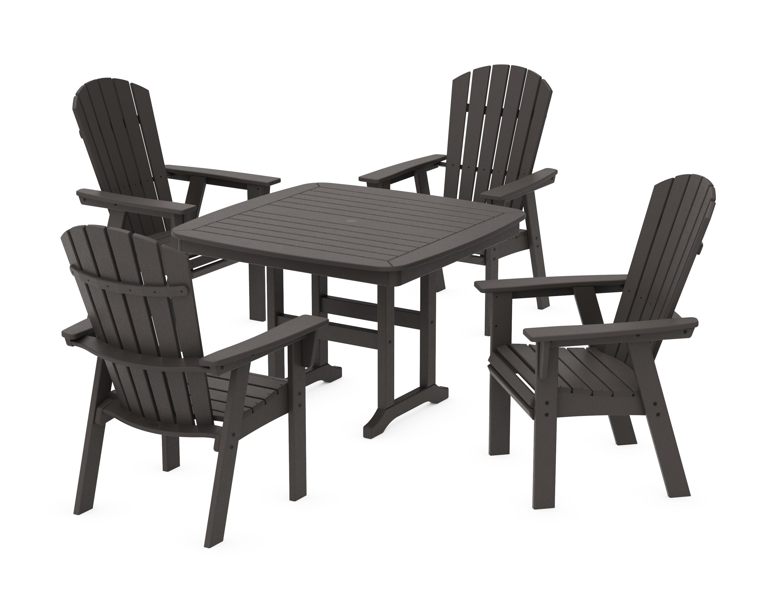 Nautical Curveback Adirondack 5-Piece Dining Set in Vintage Coffee