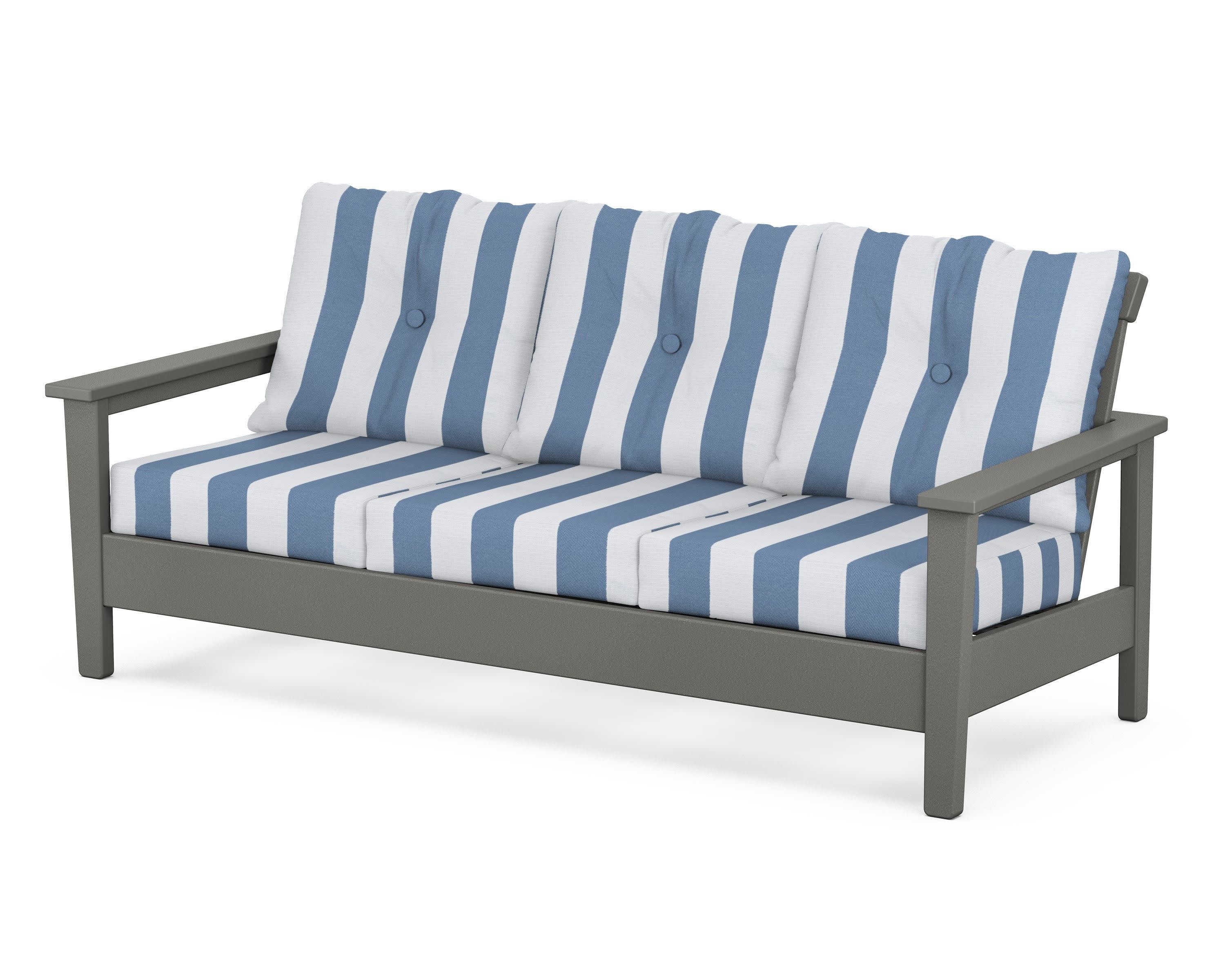 Prescott Deep Seating Sofa in Slate Grey / Cabana Stripe Sky Blue