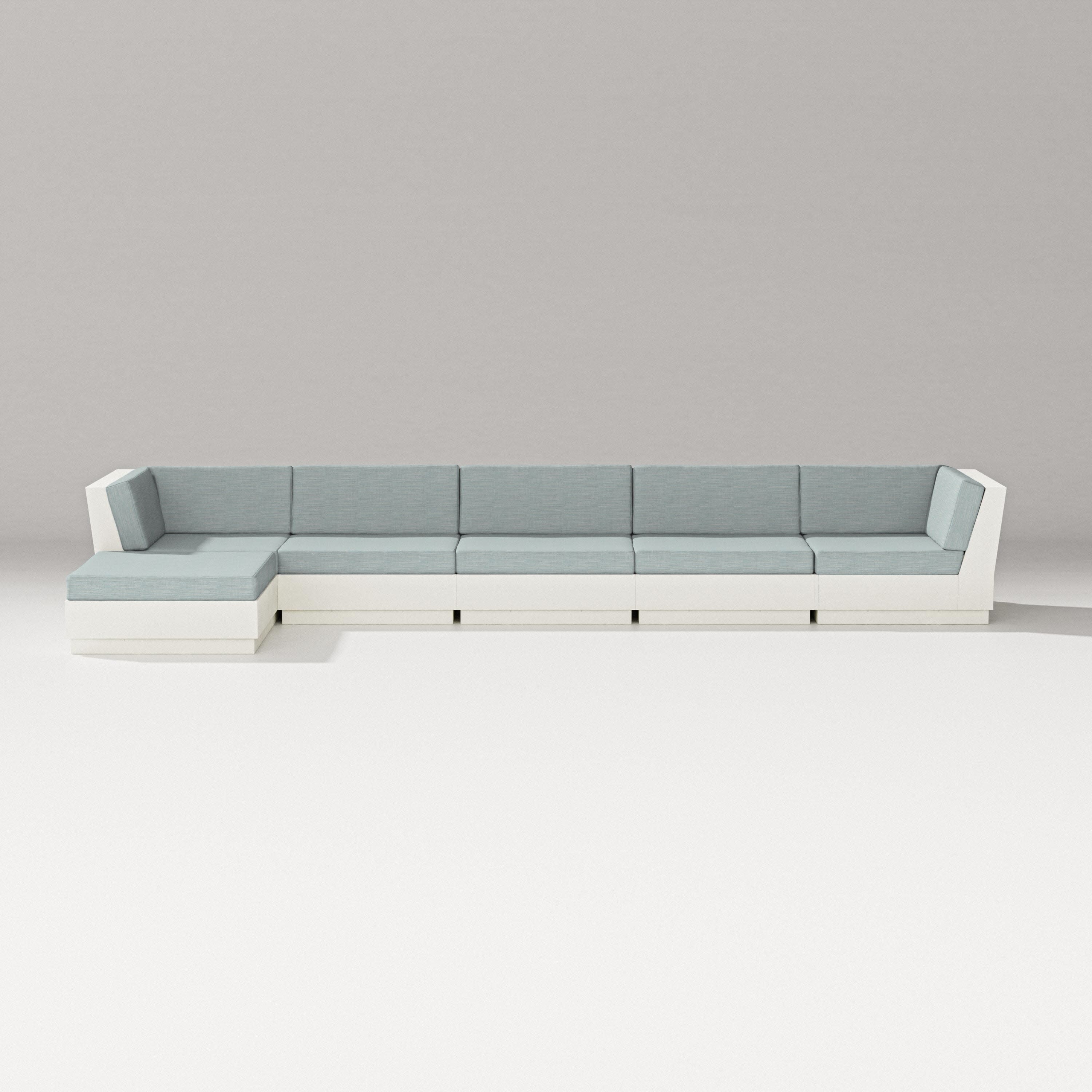 Elevate 6-Piece Chaise Sectional in Vintage White / Soothe Mist