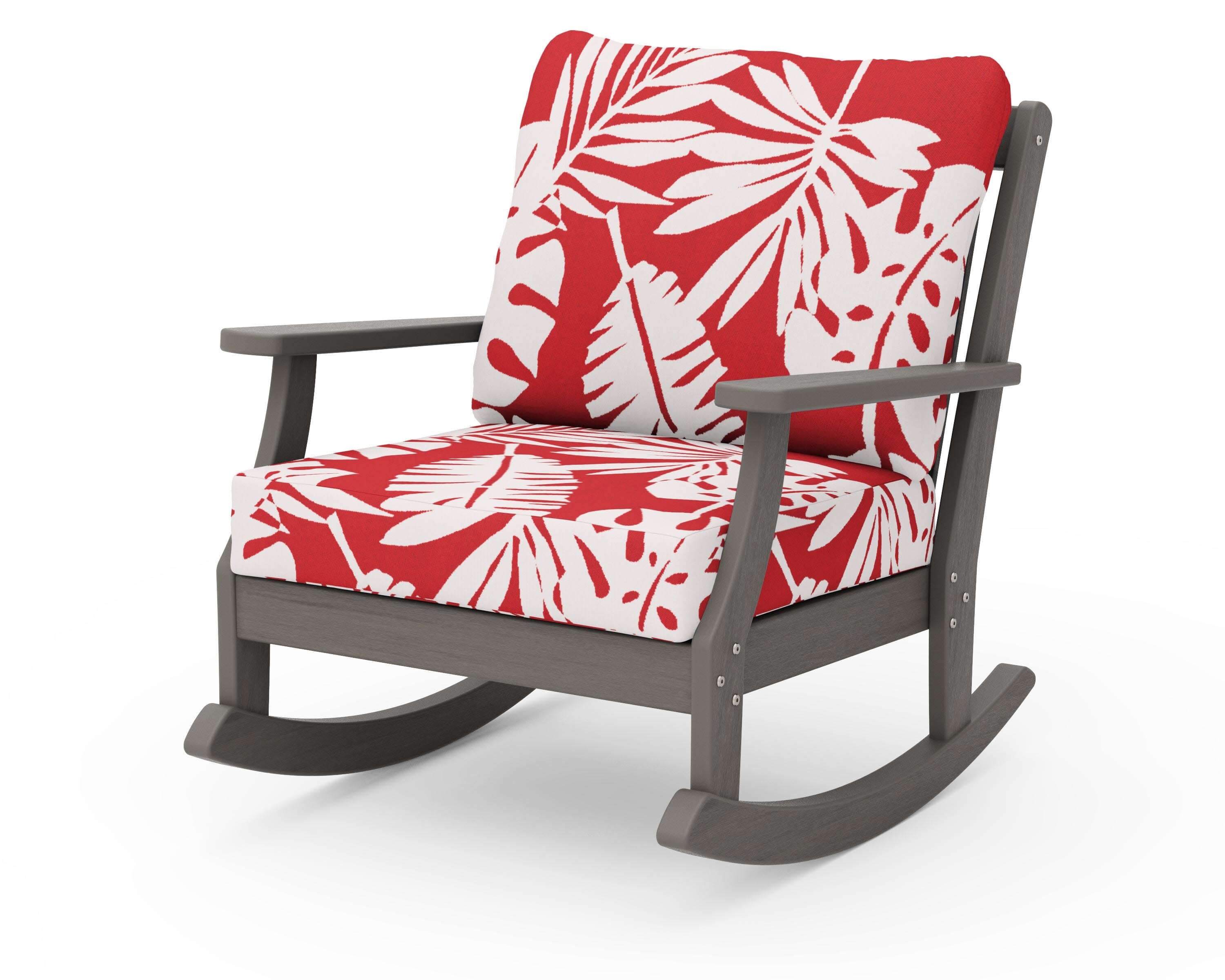 Braxton Deep Seating Rocking Chair in Driftwood / Leaf Crimson