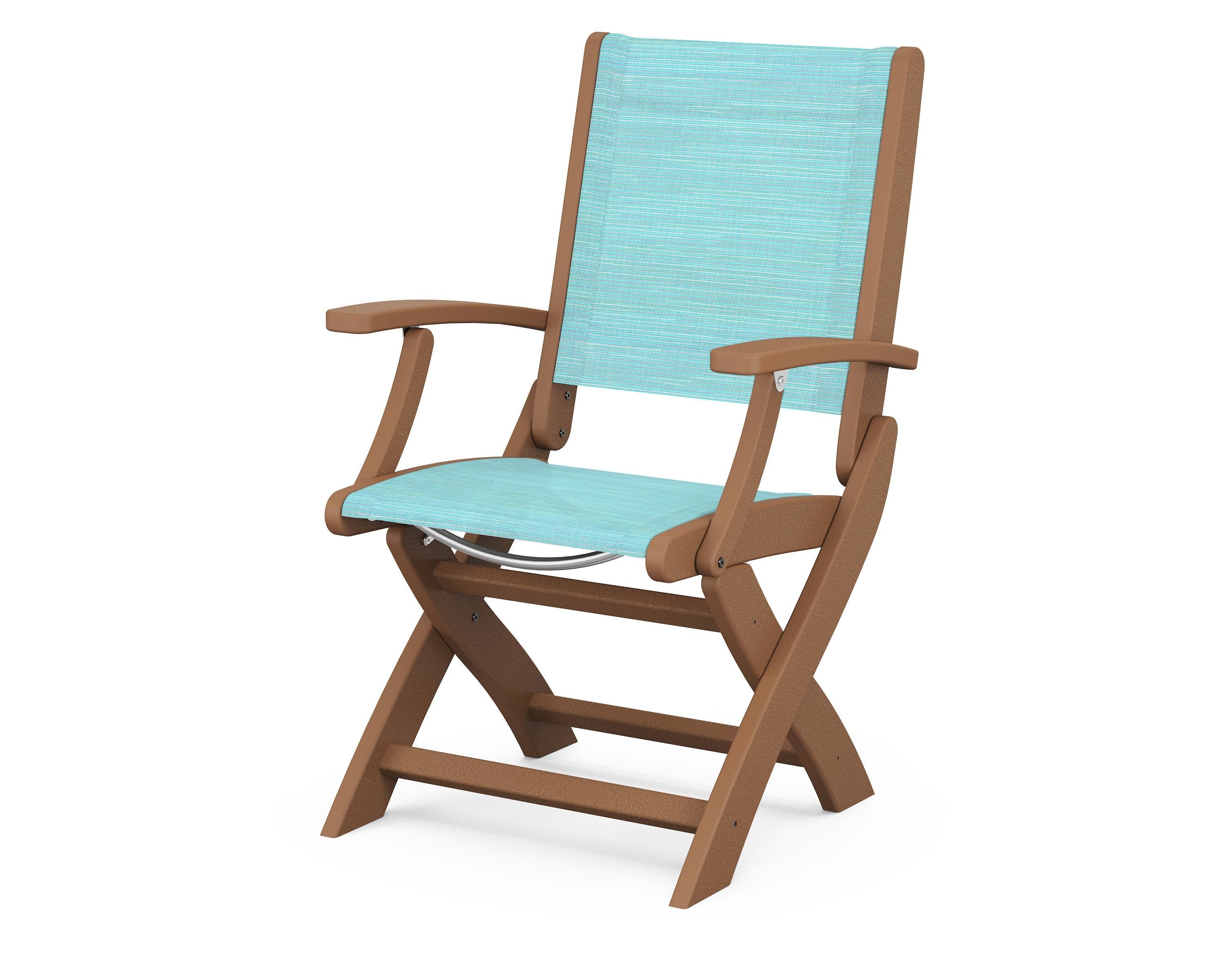 Coastal Folding Chair in Teak / Dupioni Aquamarine Sling