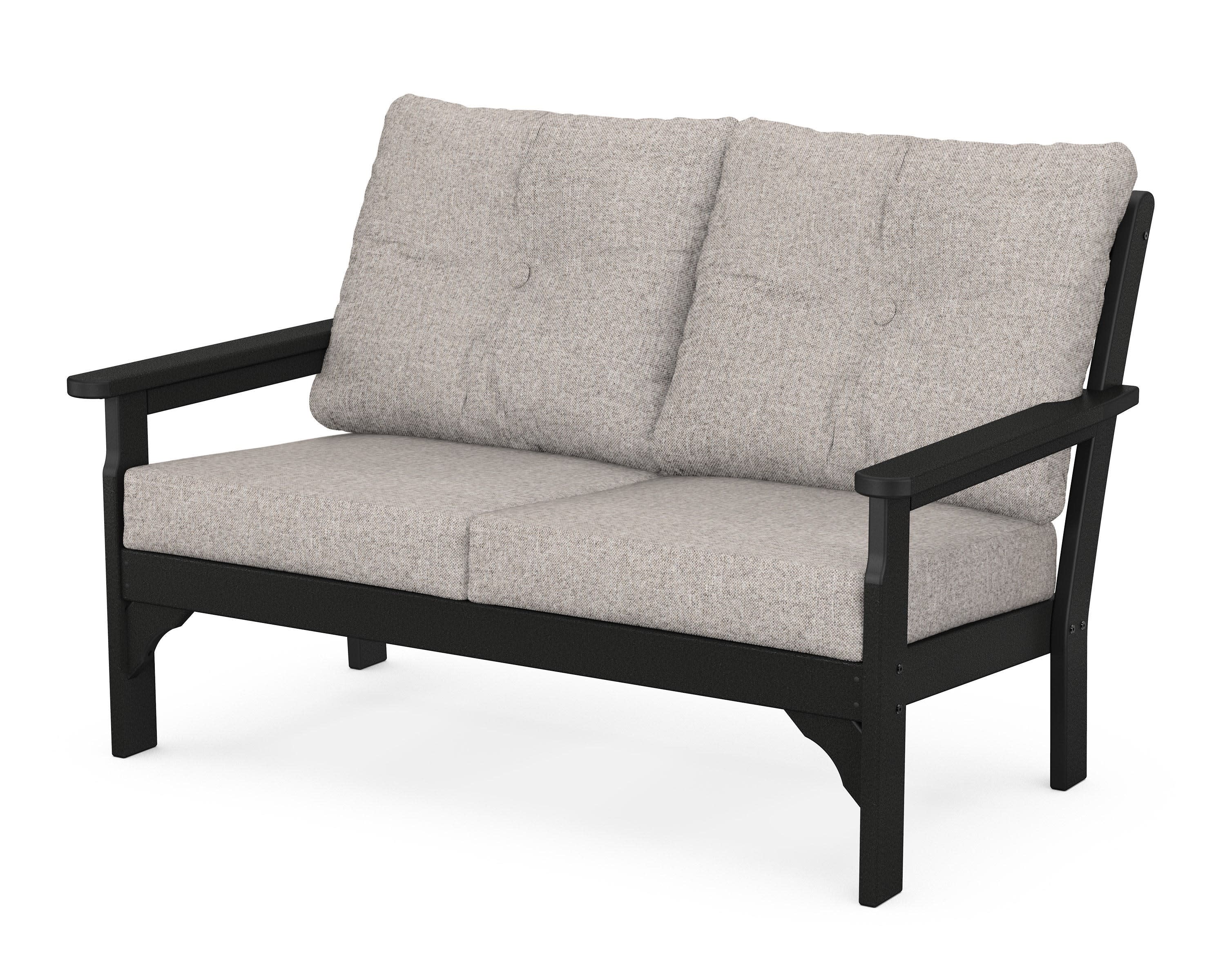 Vineyard Deep Seating Loveseat in Black / Weathered Tweed
