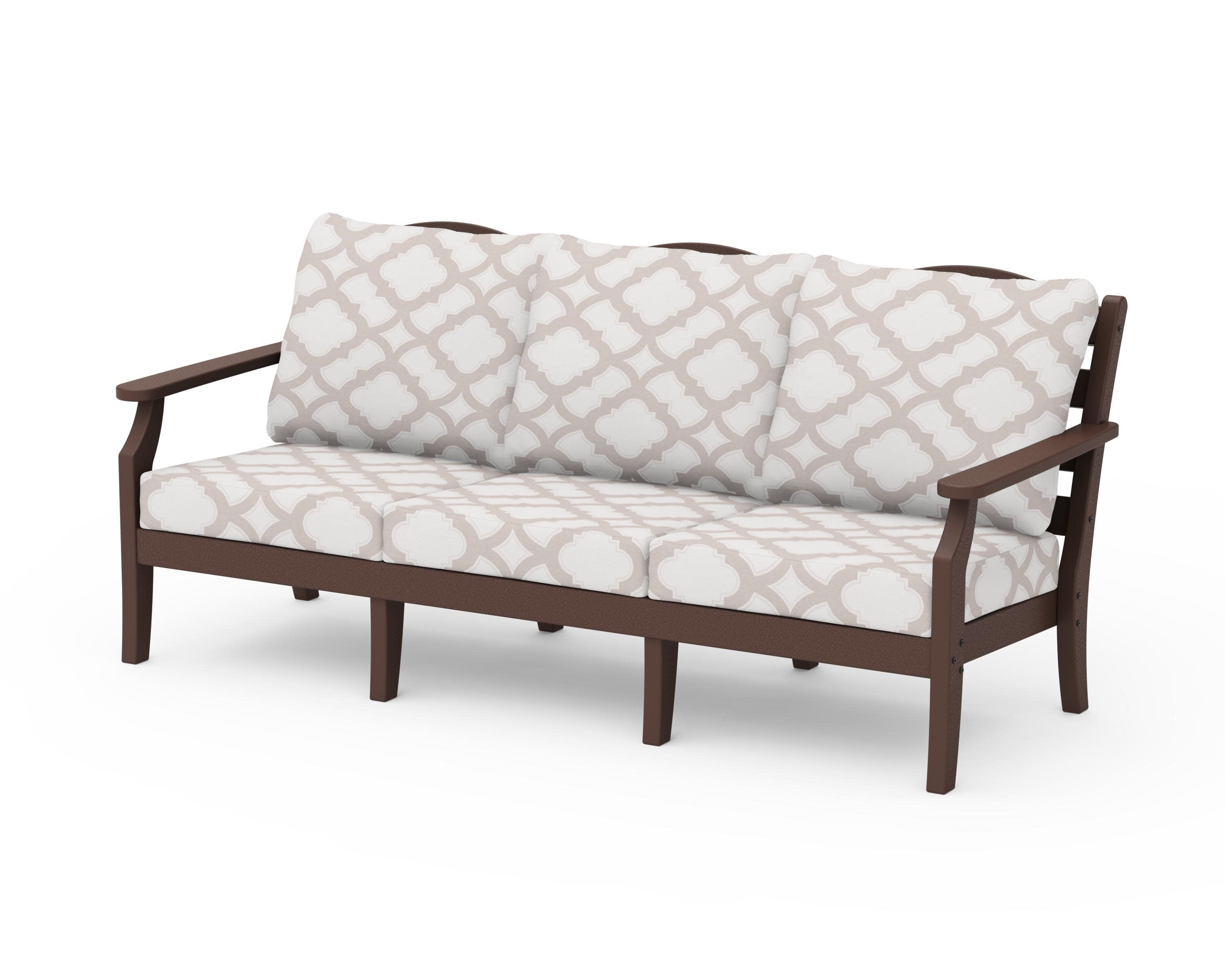 Savannah Deep Seating Sofa in Mahogany / Trellis Dune Burlap