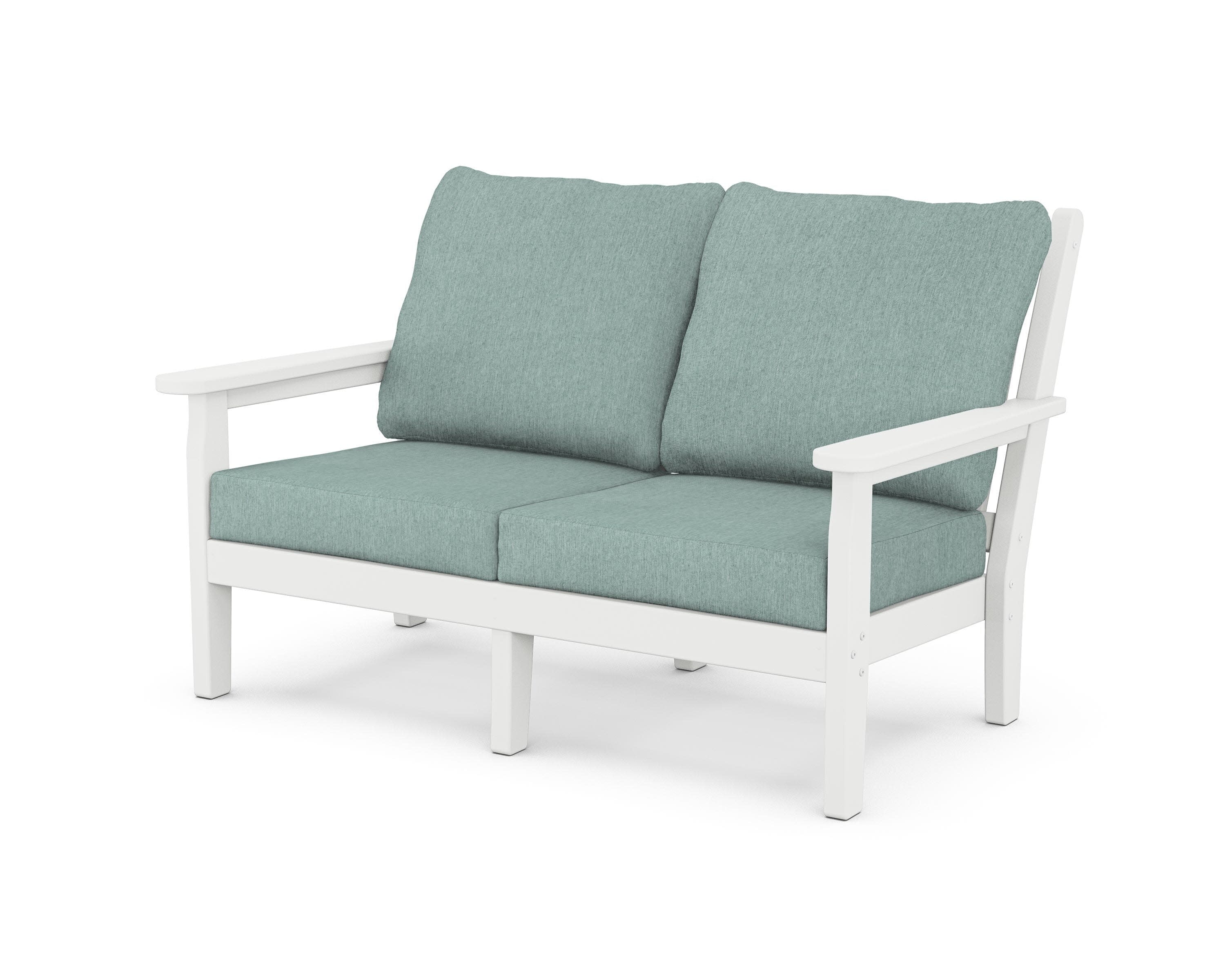 Chippendale Deep Seating Loveseat in White / Glacier Spa