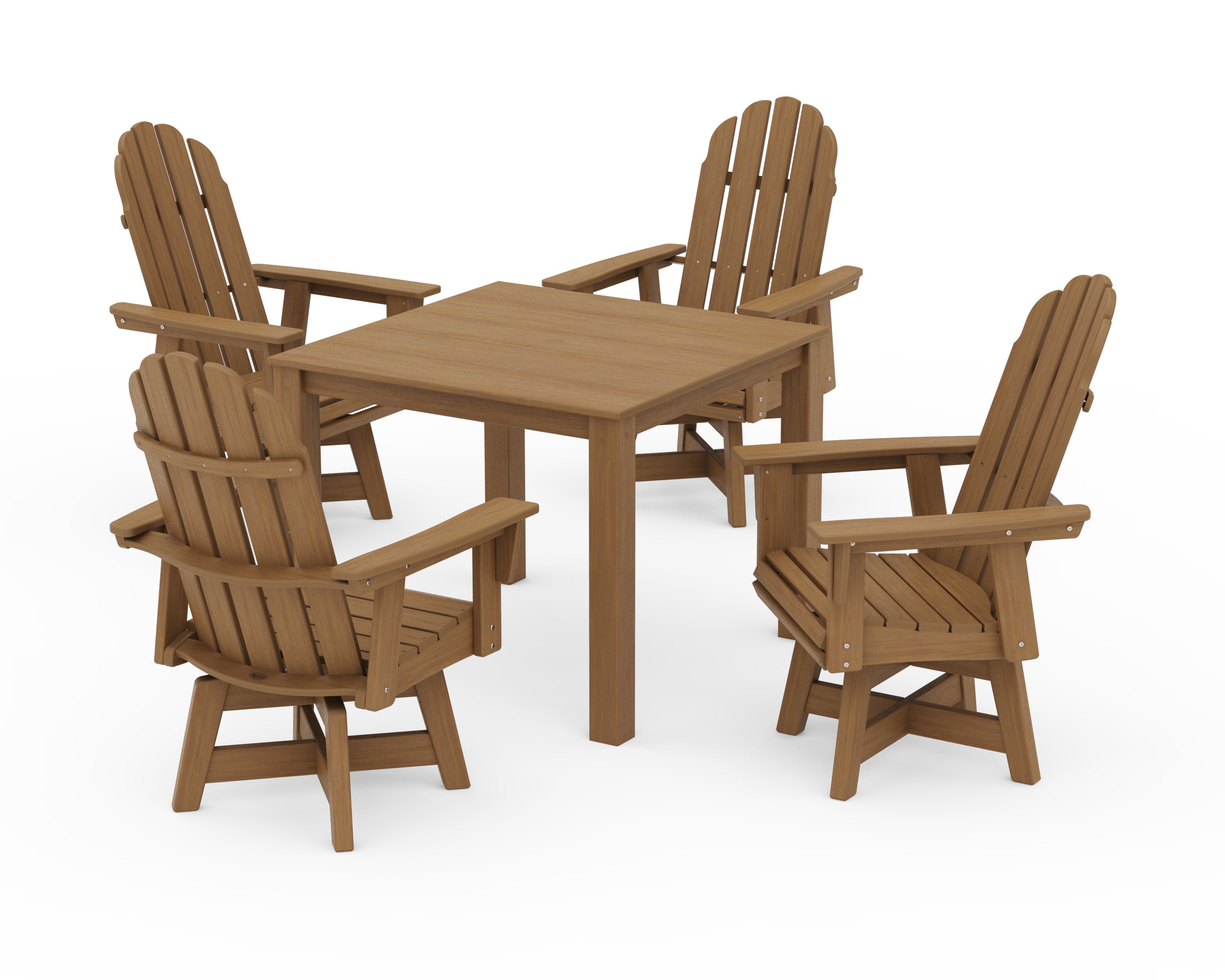Vineyard Curveback Adirondack 5-Piece Parsons Swivel Dining Set in Natural