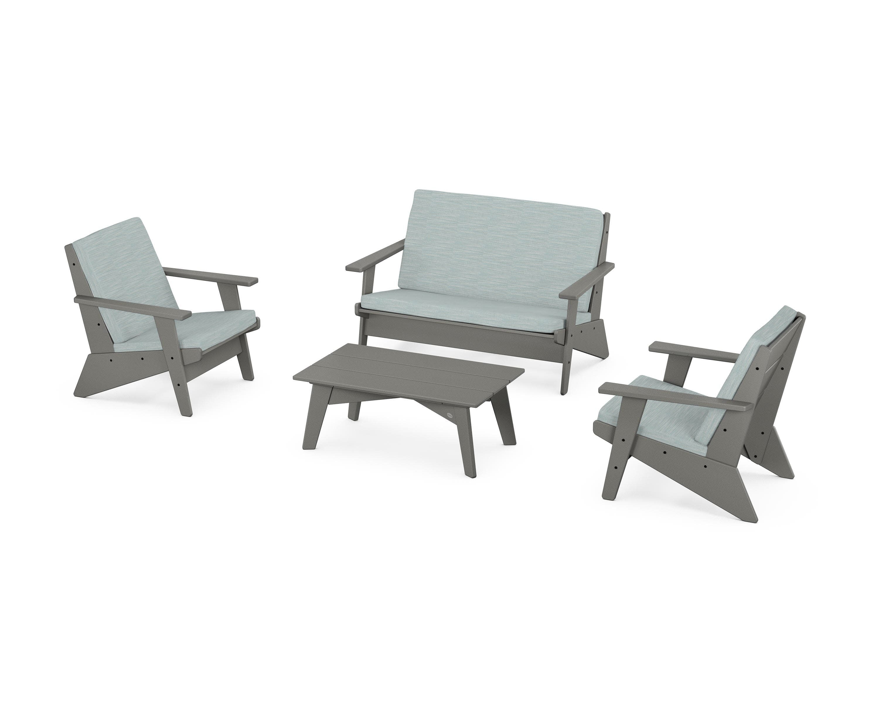 Riviera Modern Lounge 4-Piece Set in Slate Grey / Soothe Mist