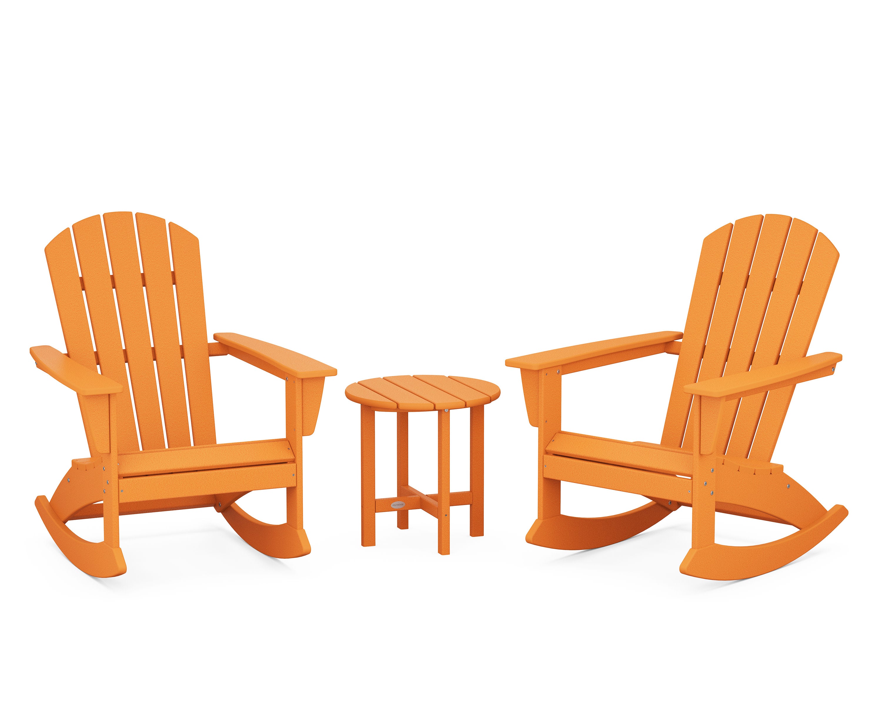 Nautical 3-Piece Adirondack Rocking Chair Set in Tangerine