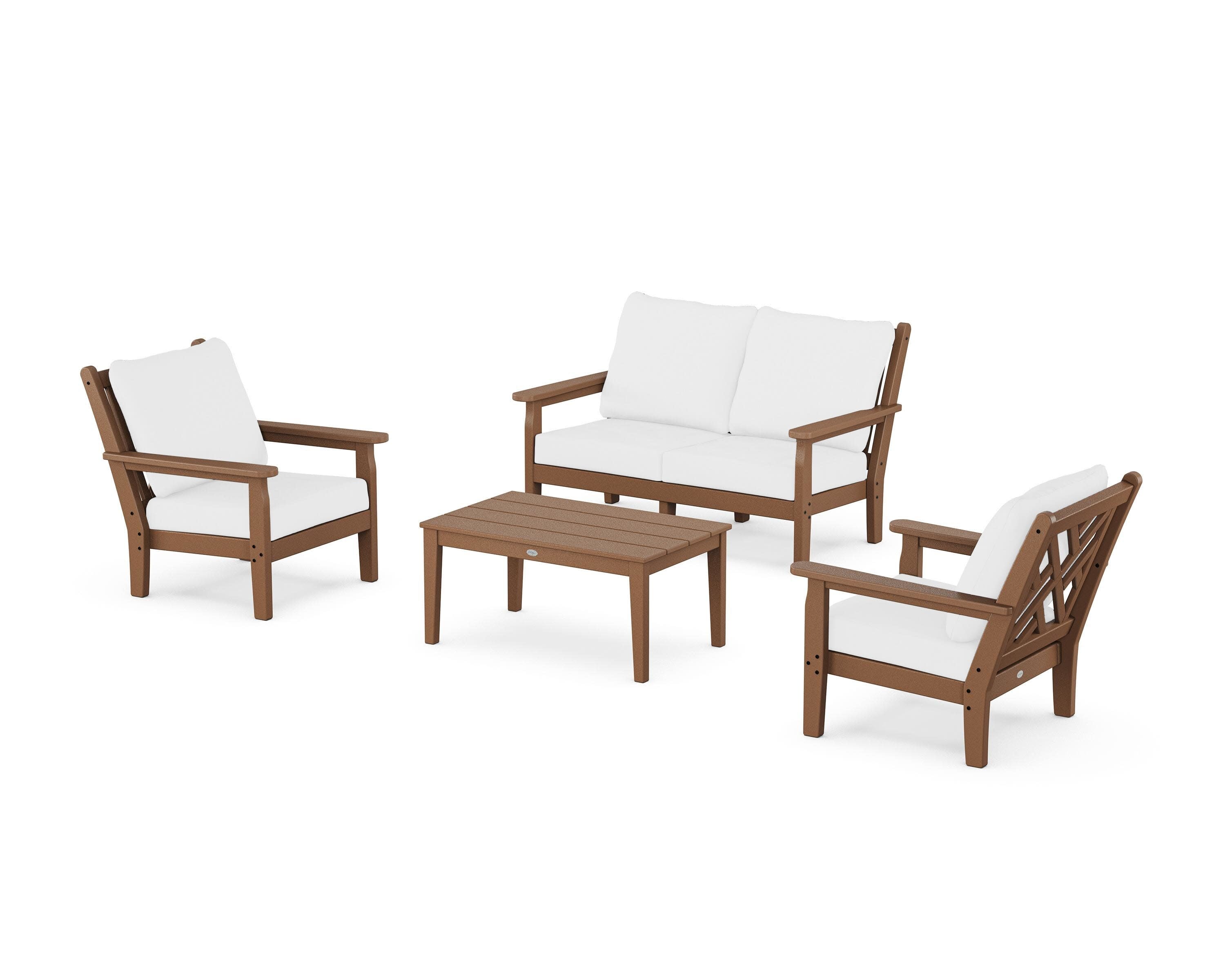 Chippendale 4-Piece Deep Seating Set with Loveseat in Teak / Natural