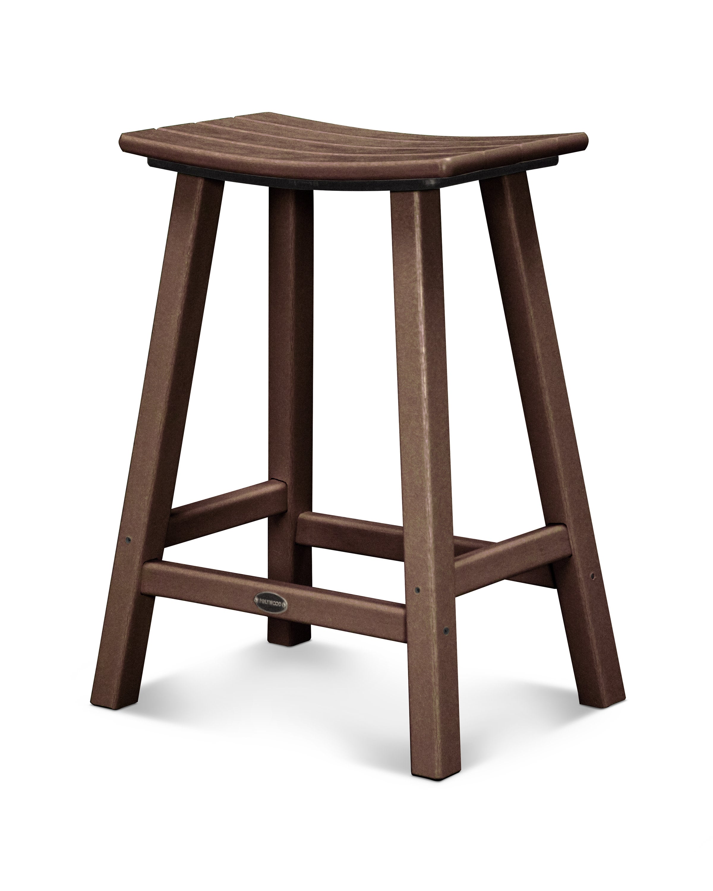 Traditional 24" Saddle Counter Stool in Mahogany