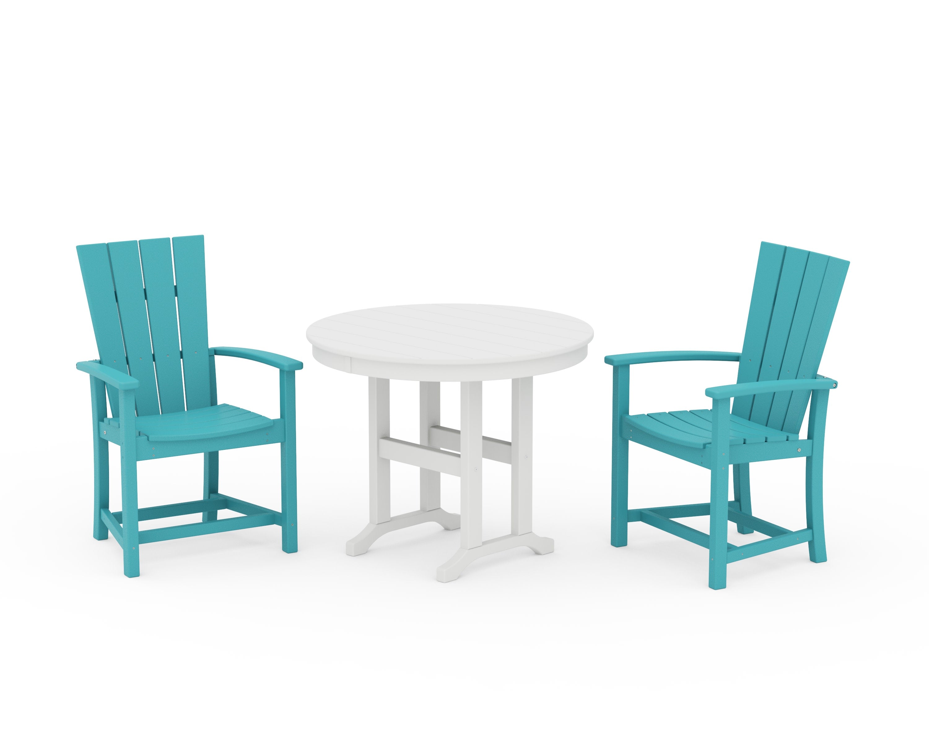 Quattro 3-Piece Round Farmhouse Dining Set in Aruba / White
