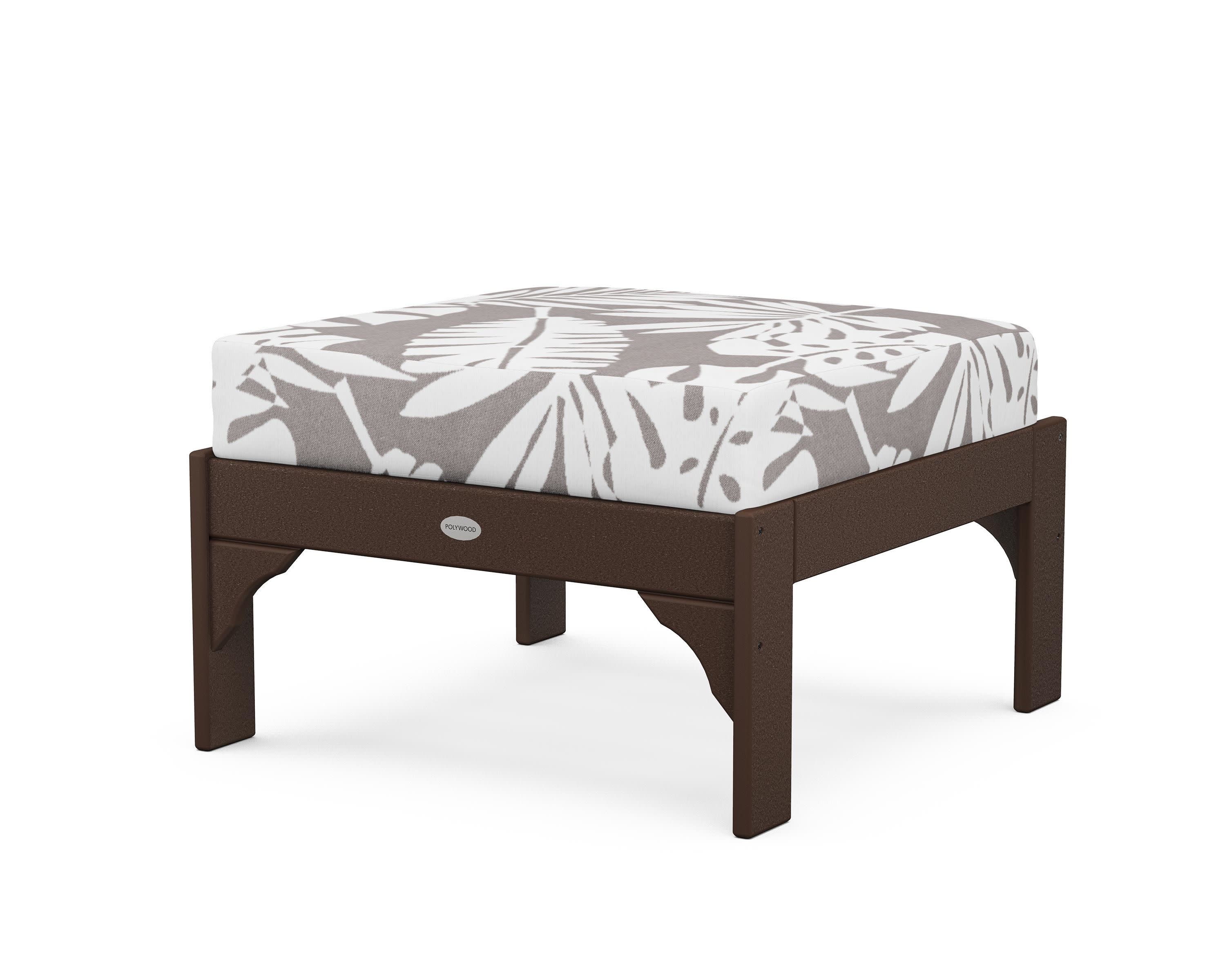 Vineyard Deep Seating Ottoman in Mahogany / Leaf Grey Mist