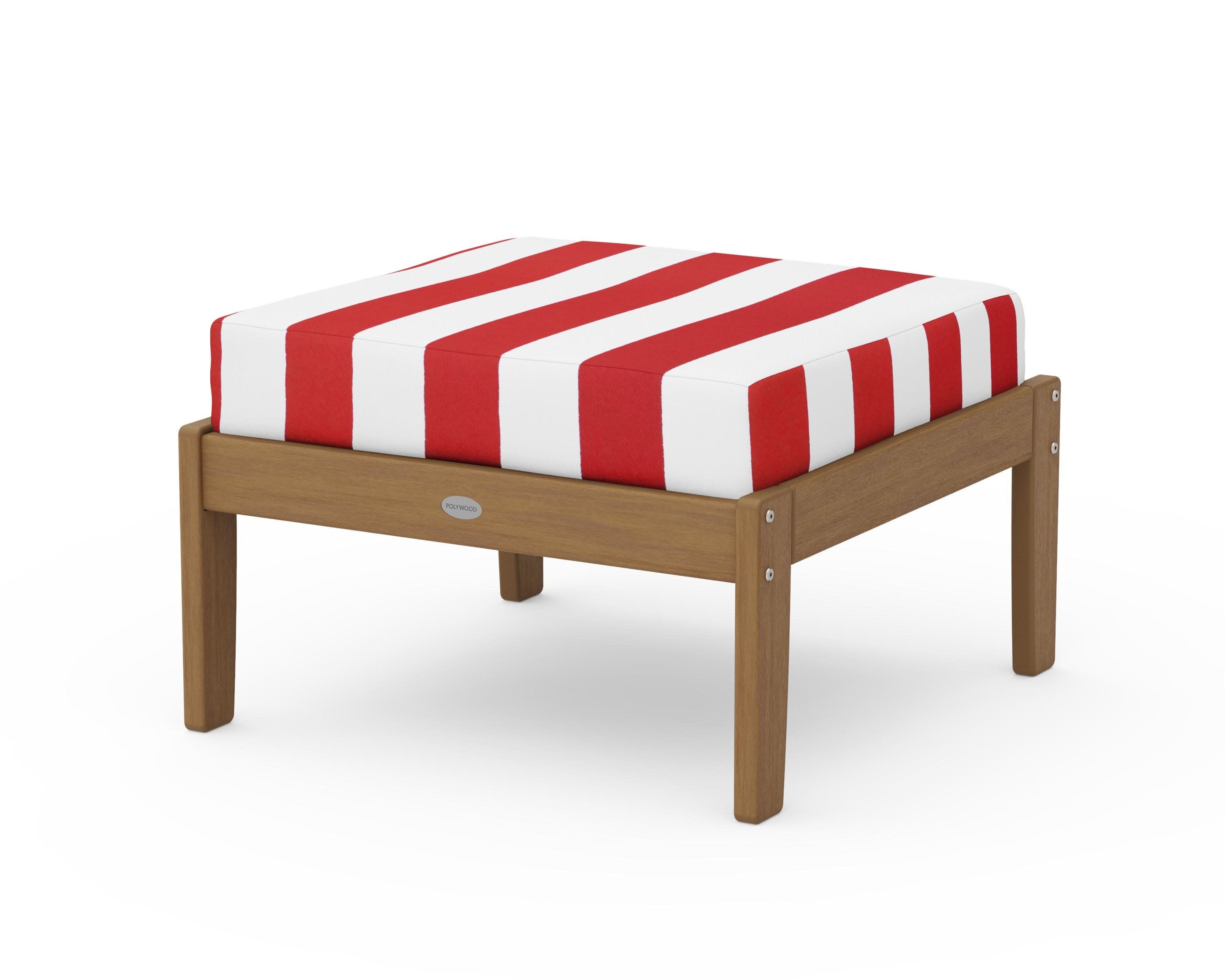 Braxton Deep Seating Ottoman in Natural / Cabana Stripe Crimson