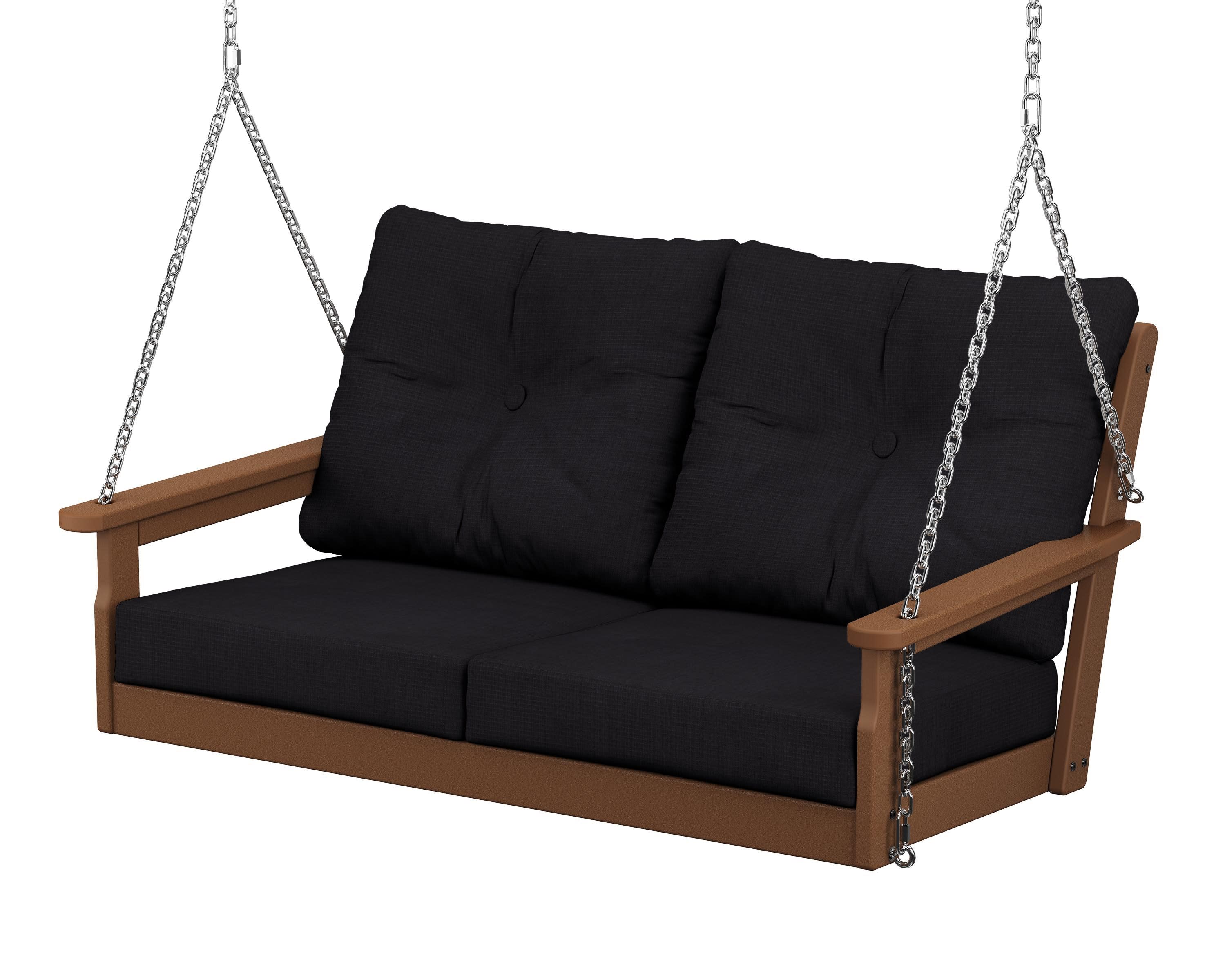 Vineyard Deep Seating Swing in Teak / Midnight Linen