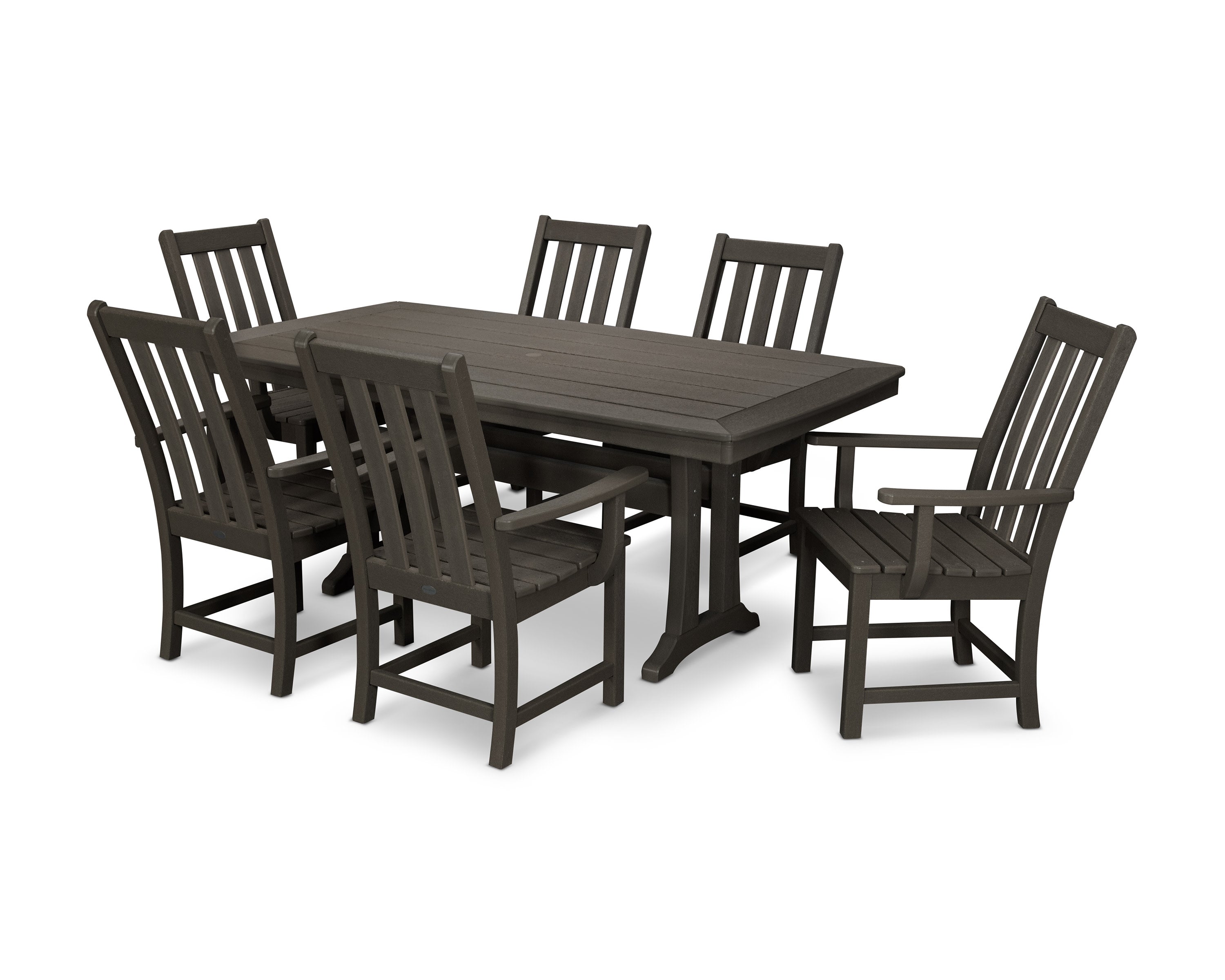 Vineyard 7-Piece Arm Chair Dining Set in Vintage Coffee