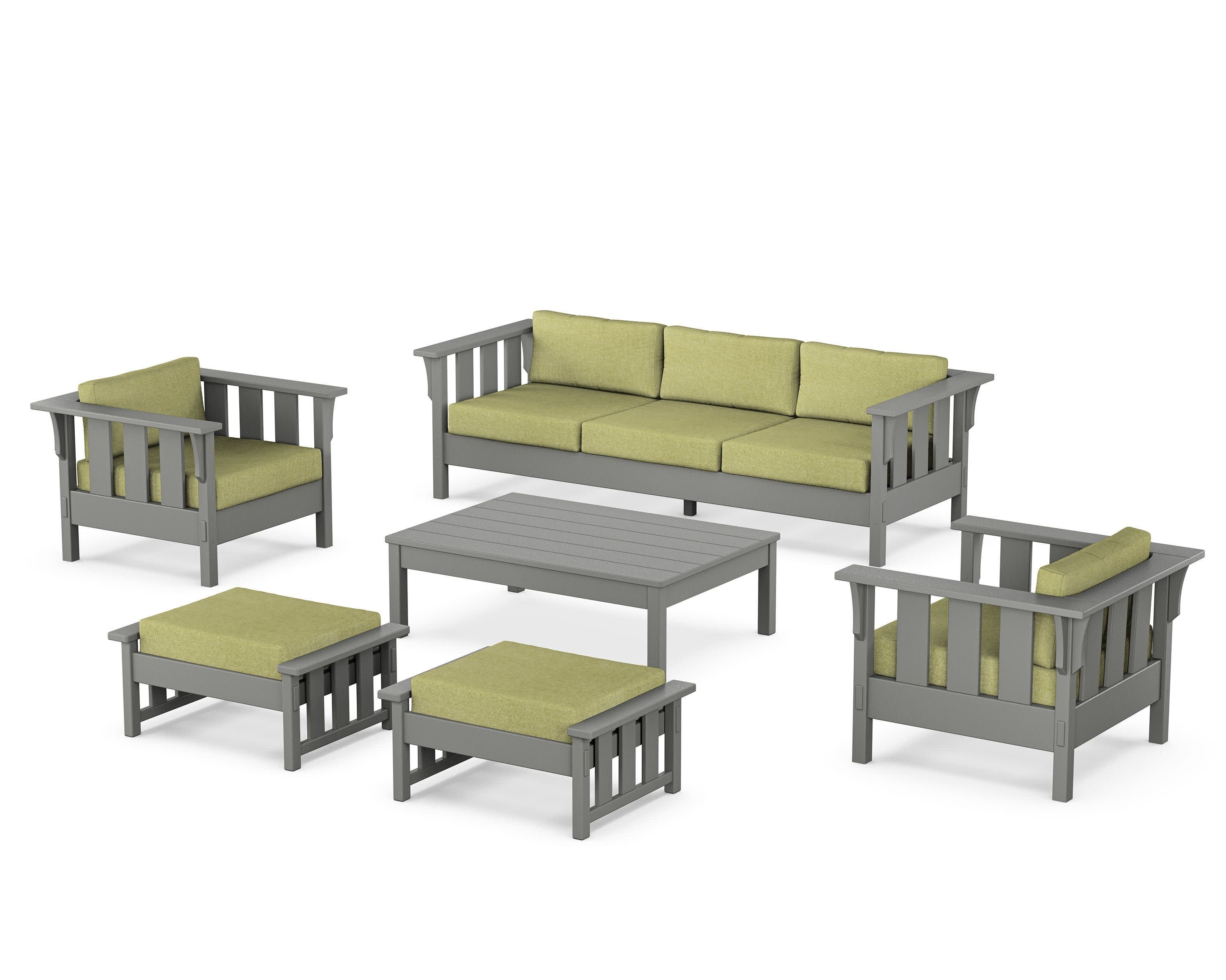 Acadia 6-Piece Lounge Sofa Set in Slate Grey / Chartreuse Boucle