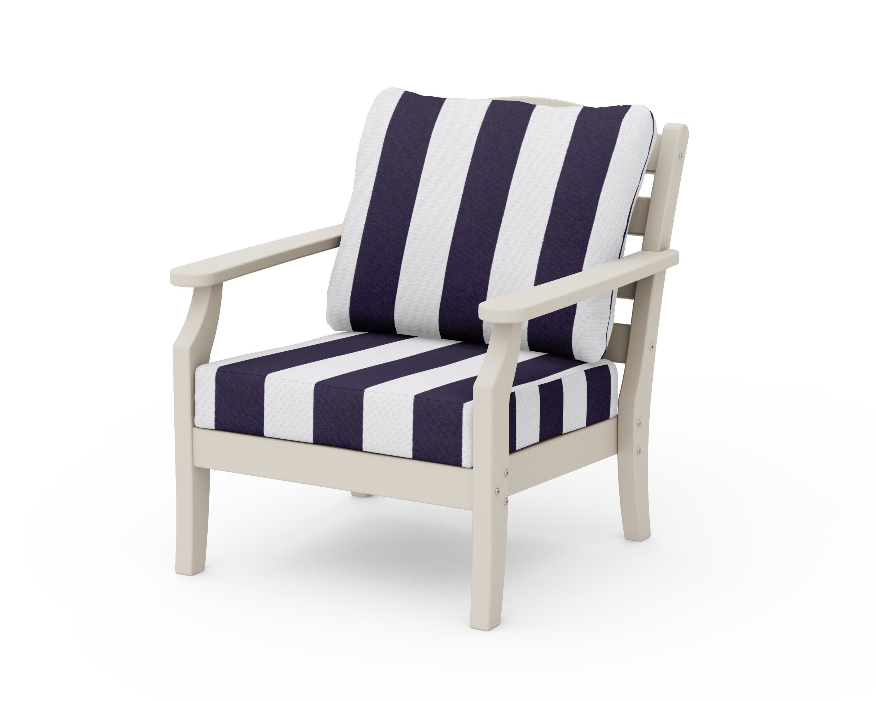 Savannah Deep Seating Chair in Sand / Cabana Stripe Navy