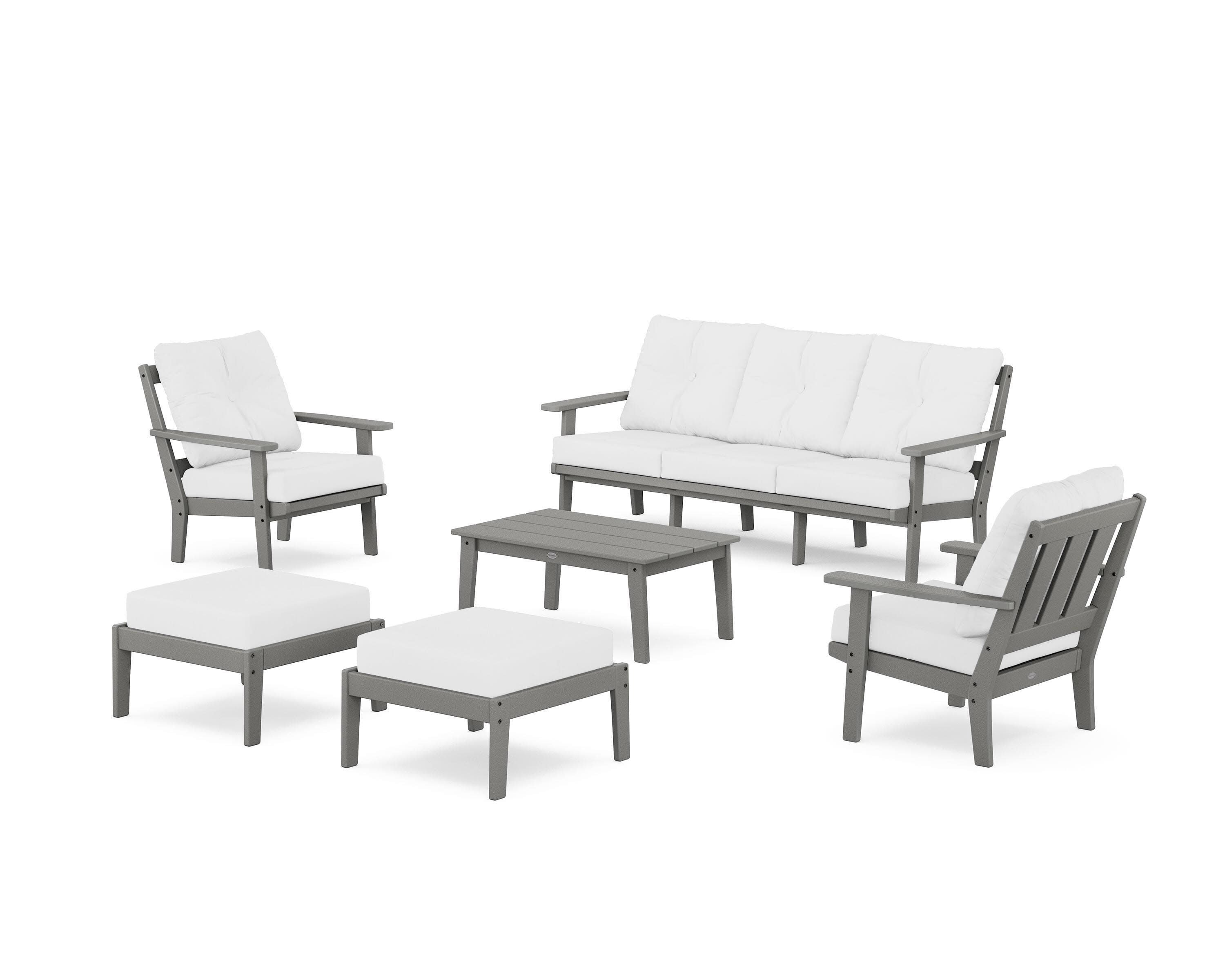 Oxford 6-Piece Lounge Sofa Set in Slate Grey / Natural