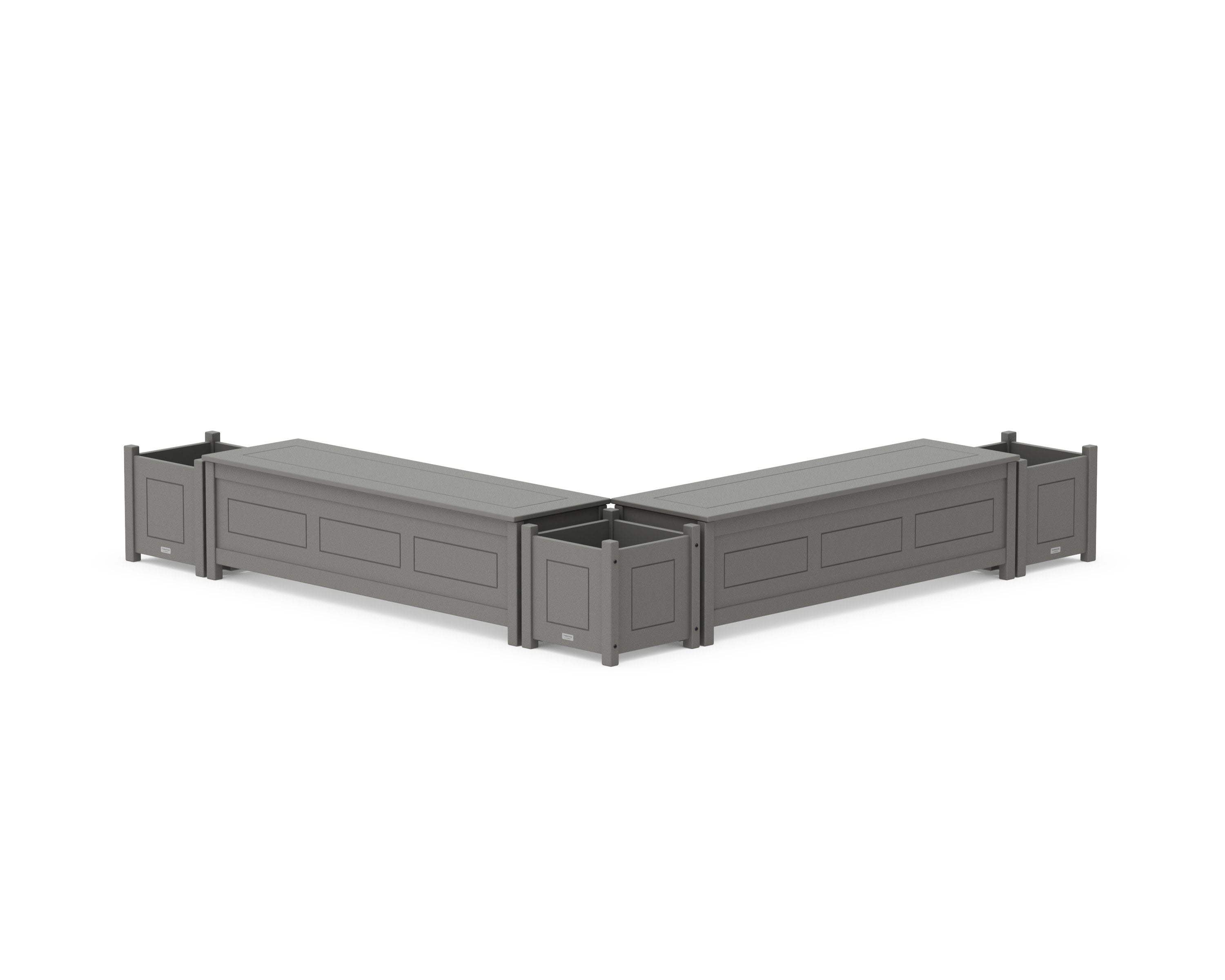 60" Country Living L- Shaped Planter Storage Bench Corner Set in Slate Grey