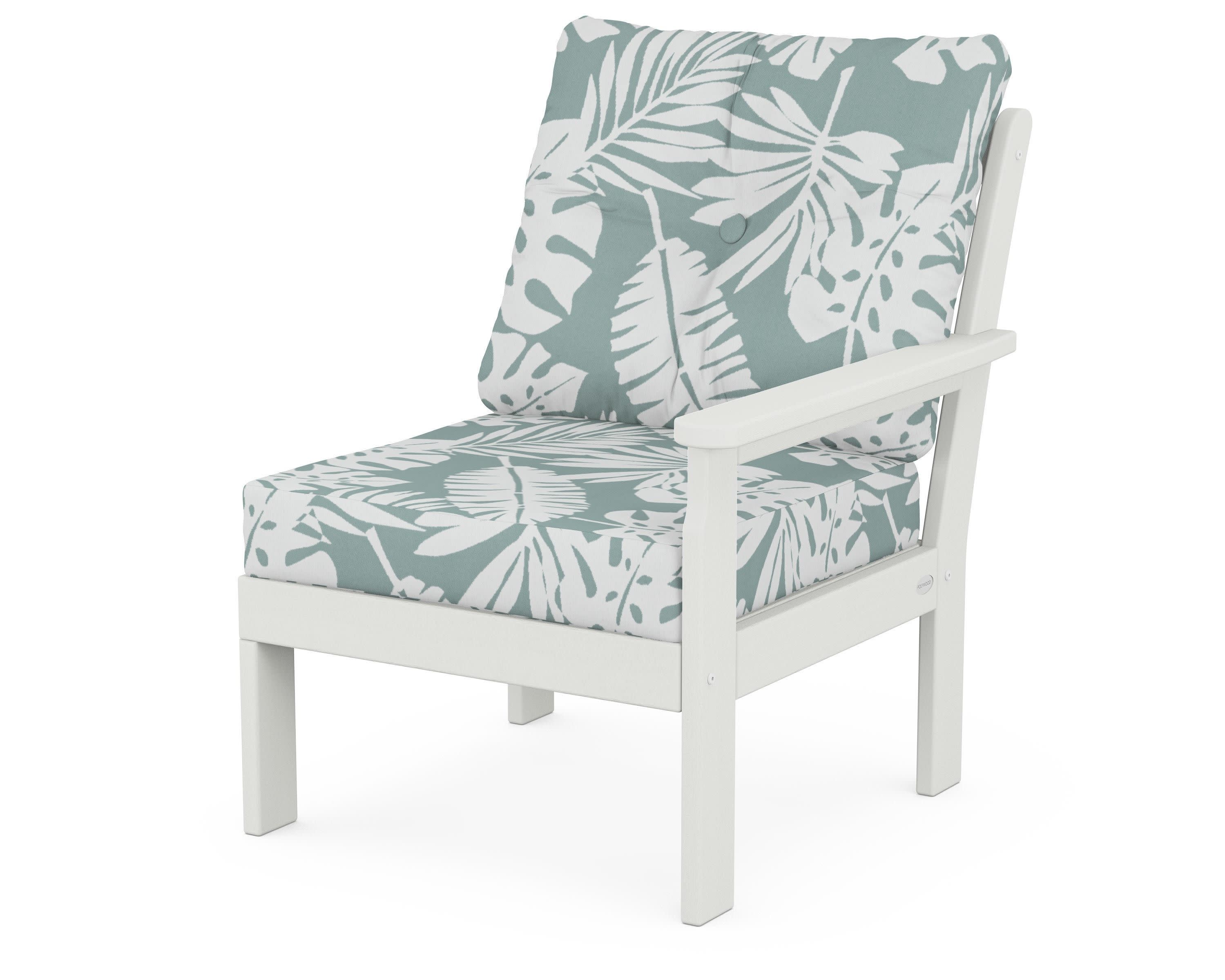 Vineyard Modular Right Arm Chair in Vintage White / Leaf Glacier Spa