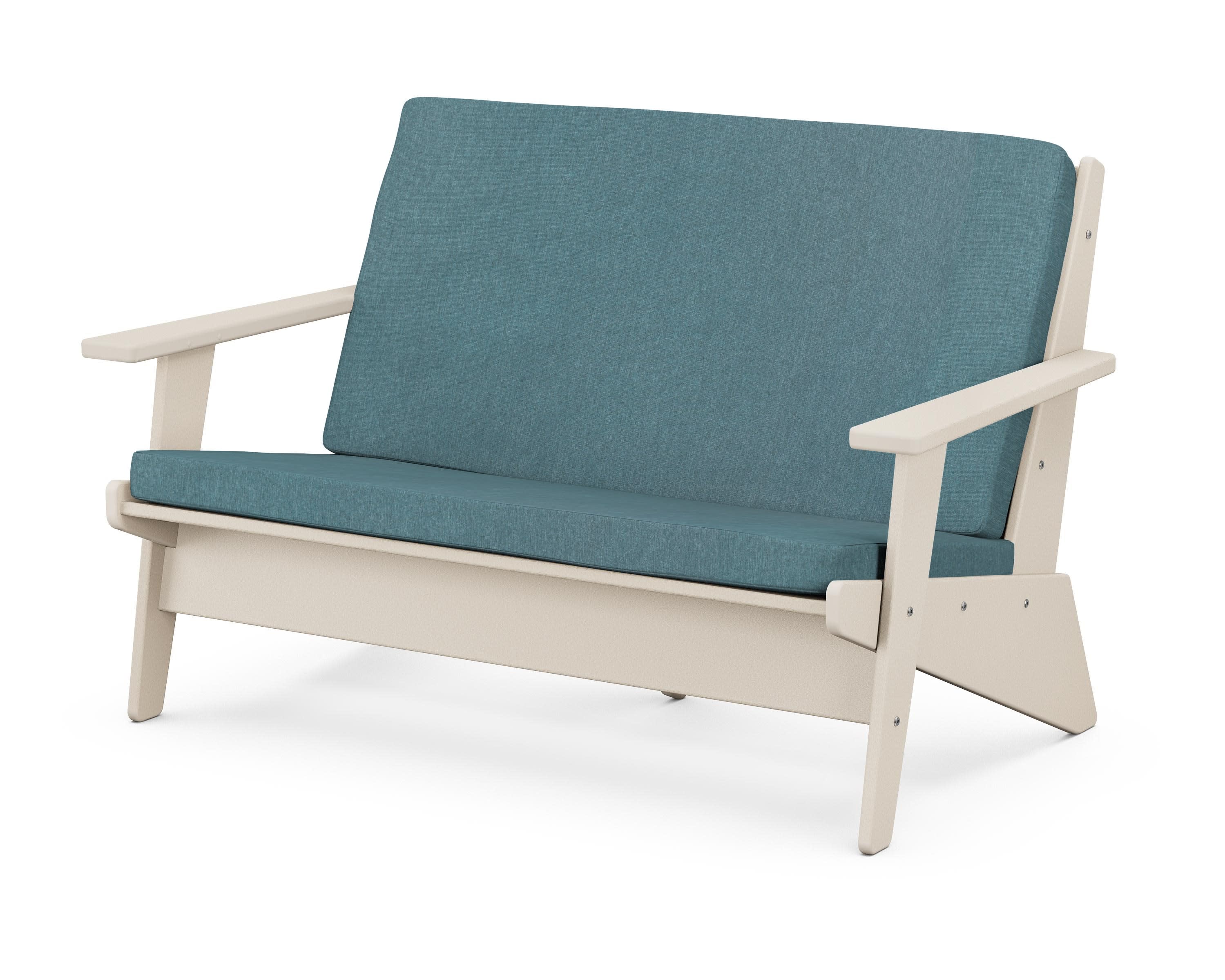 Riviera Modern Lounge Loveseat in Sand / Ocean Teal