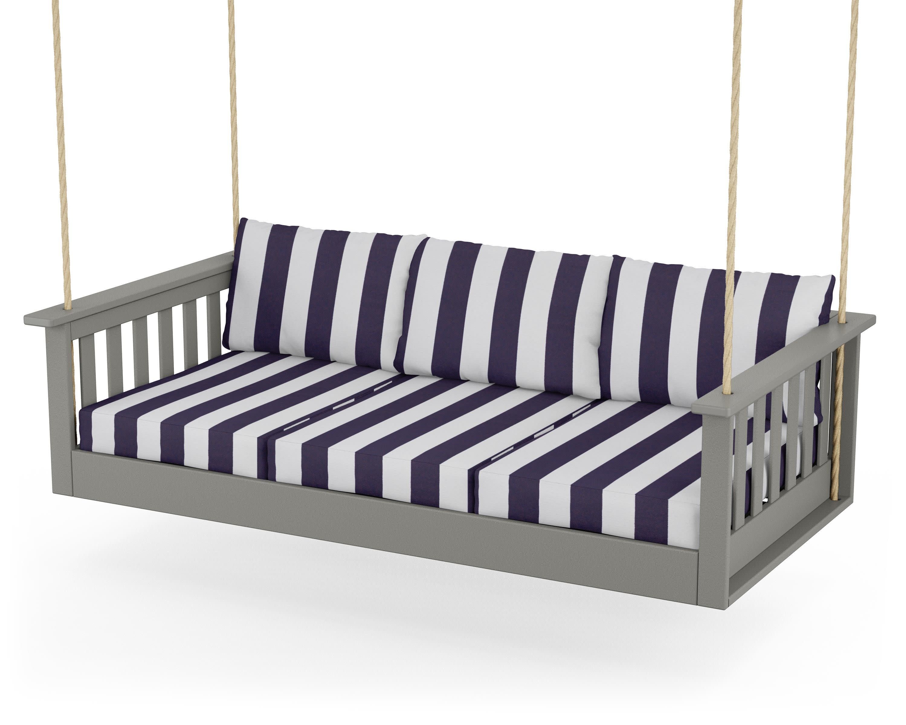 Vineyard Daybed Swing in Slate Grey / Cabana Stripe Navy