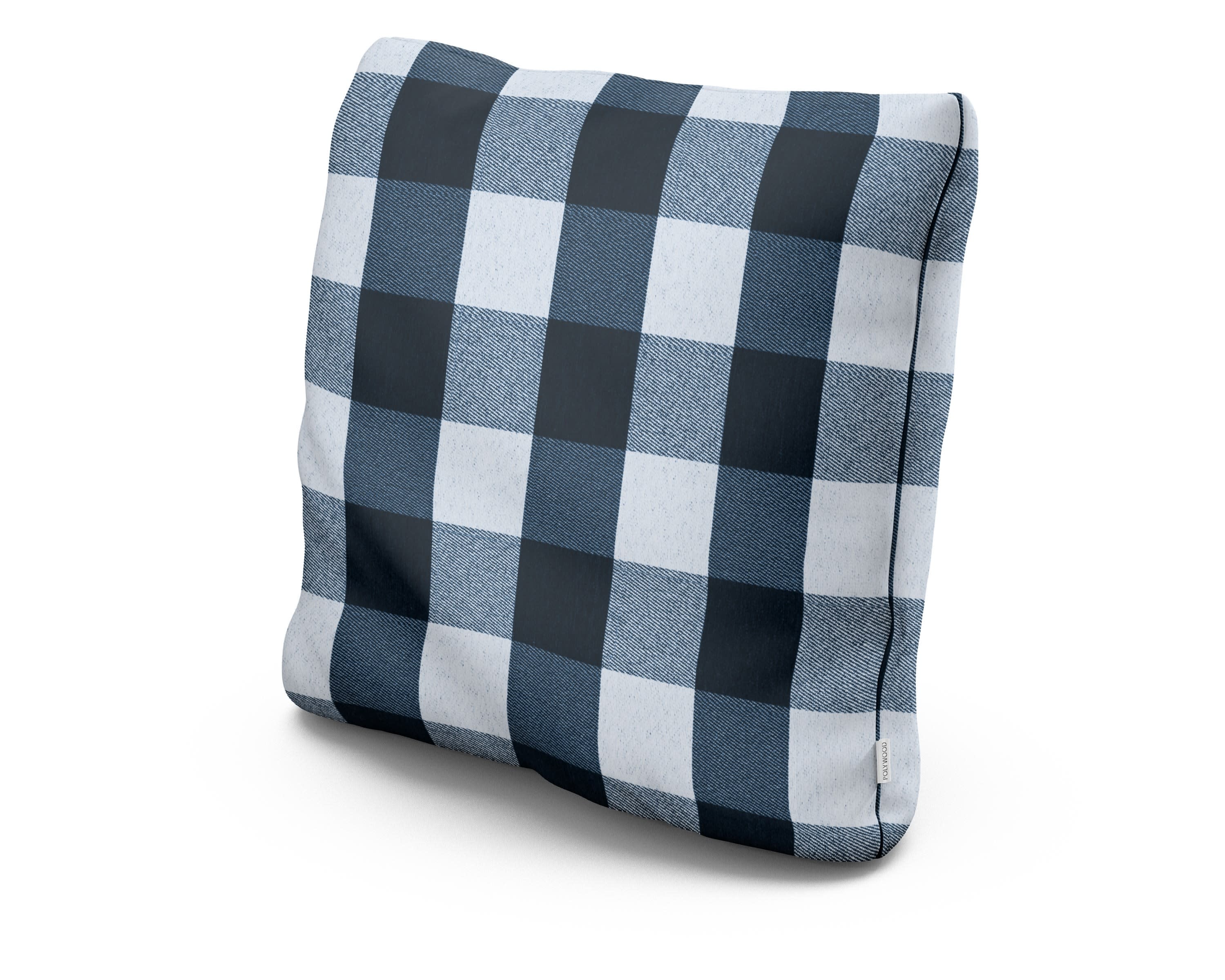 22" Outdoor Throw Pillow in Buffalo Plaid Marine Indigo