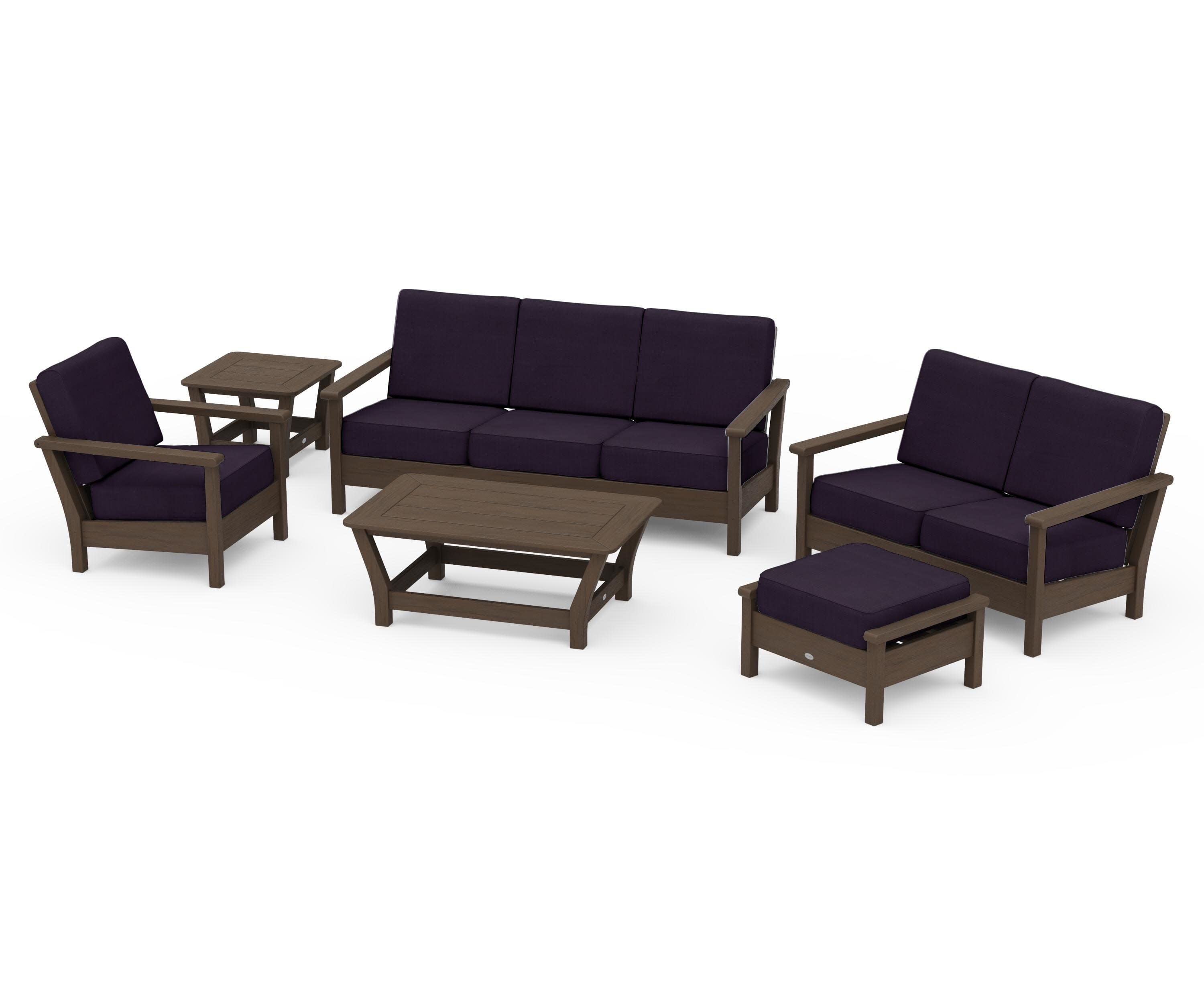 Harbour 6-Piece Outdoor Living Set in Kona / Navy Linen