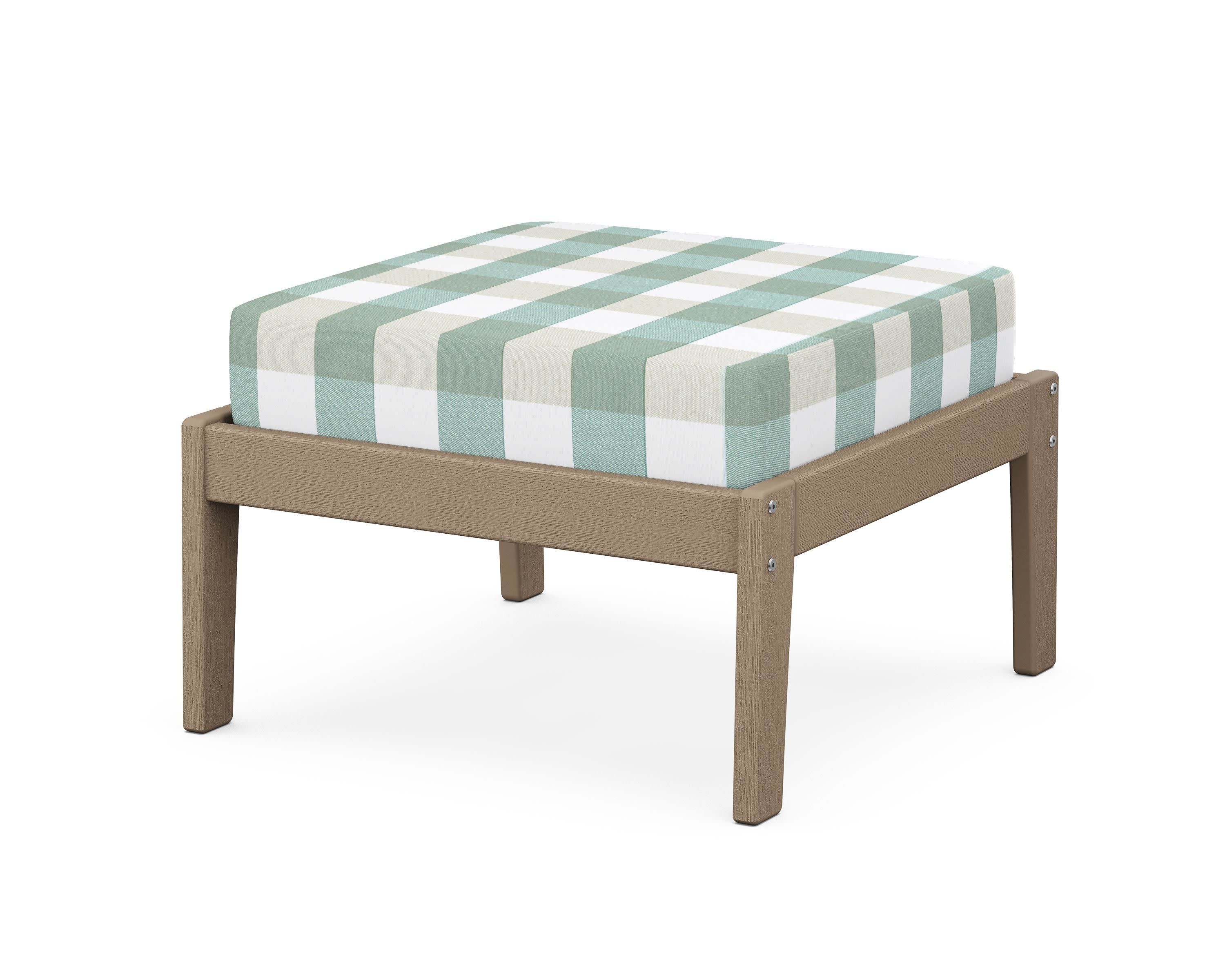 Deep Seating Ottoman in Vintage Sahara / Buffalo Plaid Glacier Spa