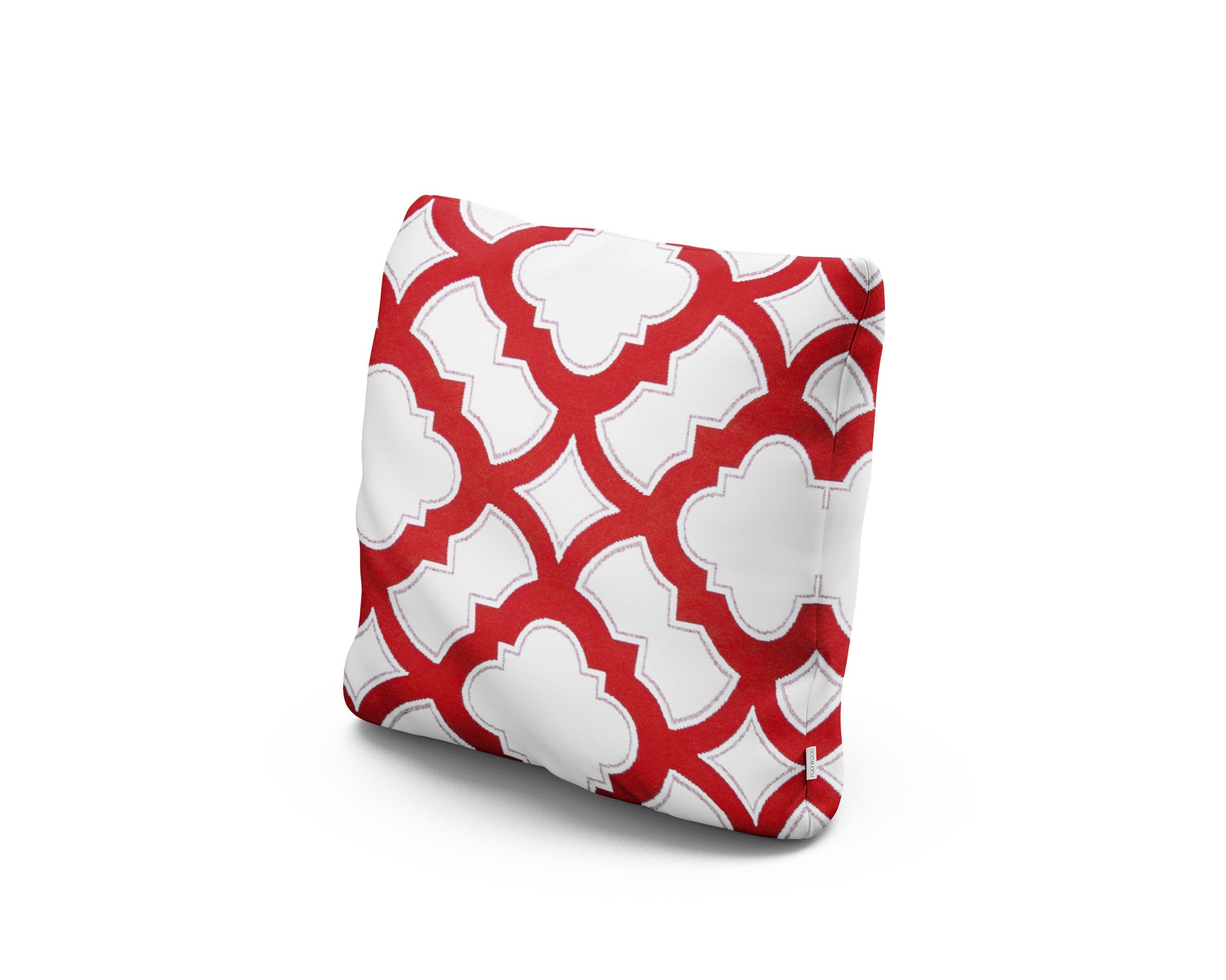 16" Outdoor Throw Pillow in Trellis Crimson