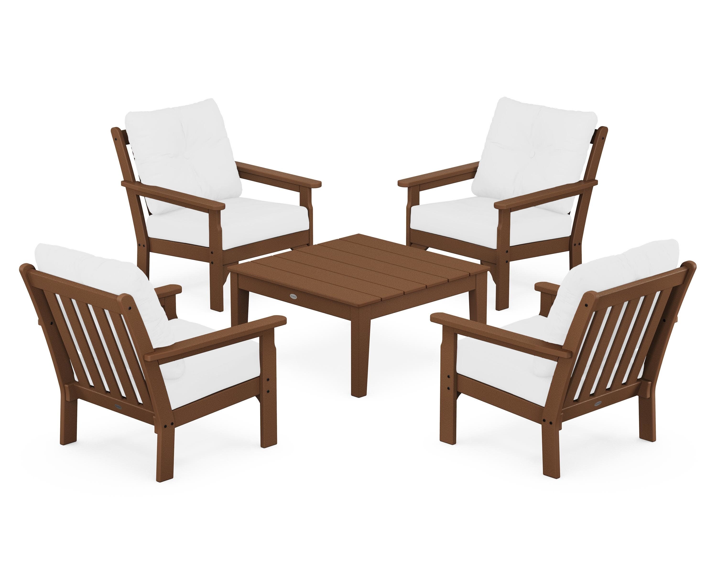 Vineyard 5-Piece Deep Seating Conversation Set in Teak / Natural
