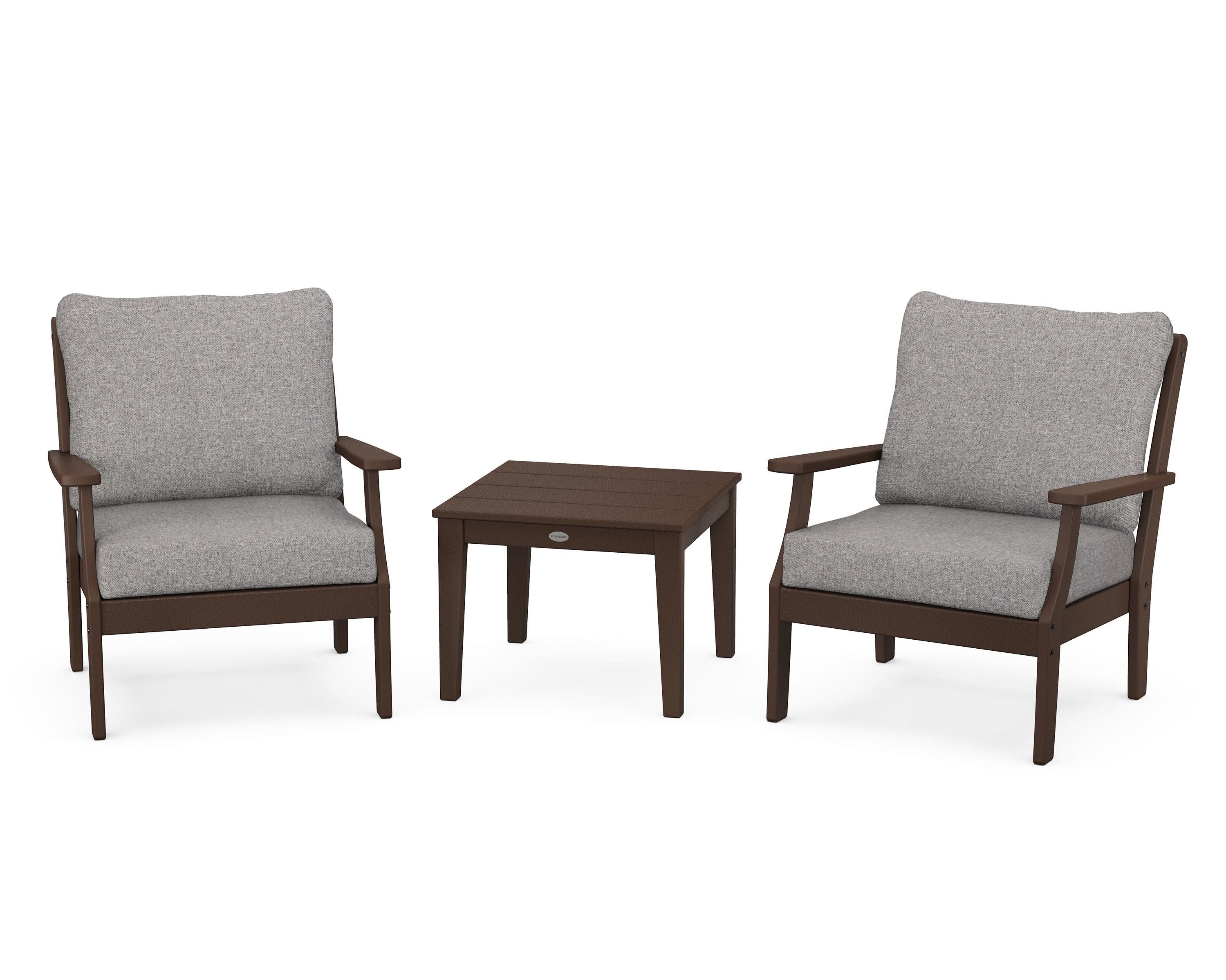 Braxton 3-Piece Deep Seating Set in Mahogany / Grey Mist