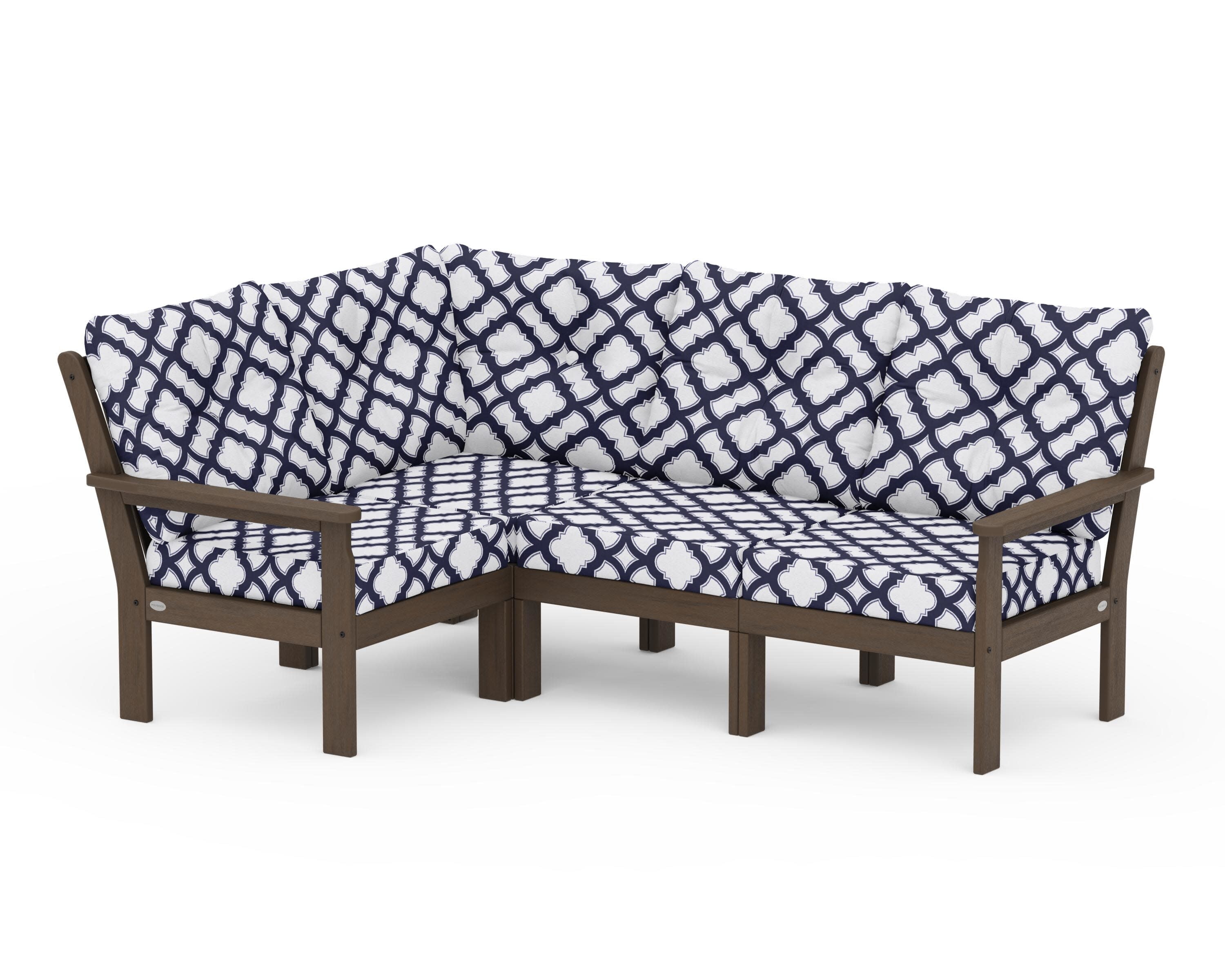 Vineyard 4-Piece Sectional in Kona / Trellis Navy