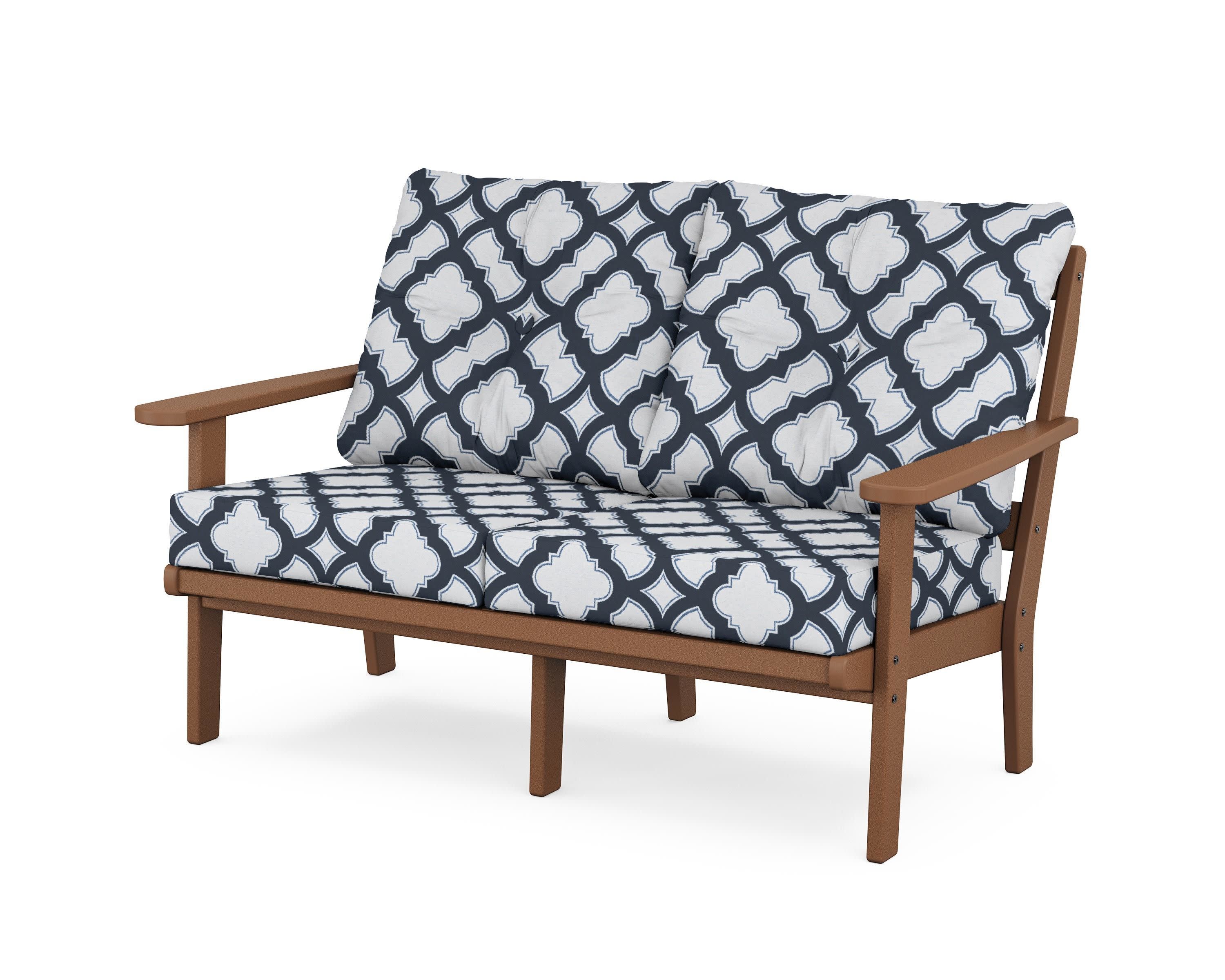 Mission Deep SeatingLoveseat in Teak / Trellis Marine Indigo