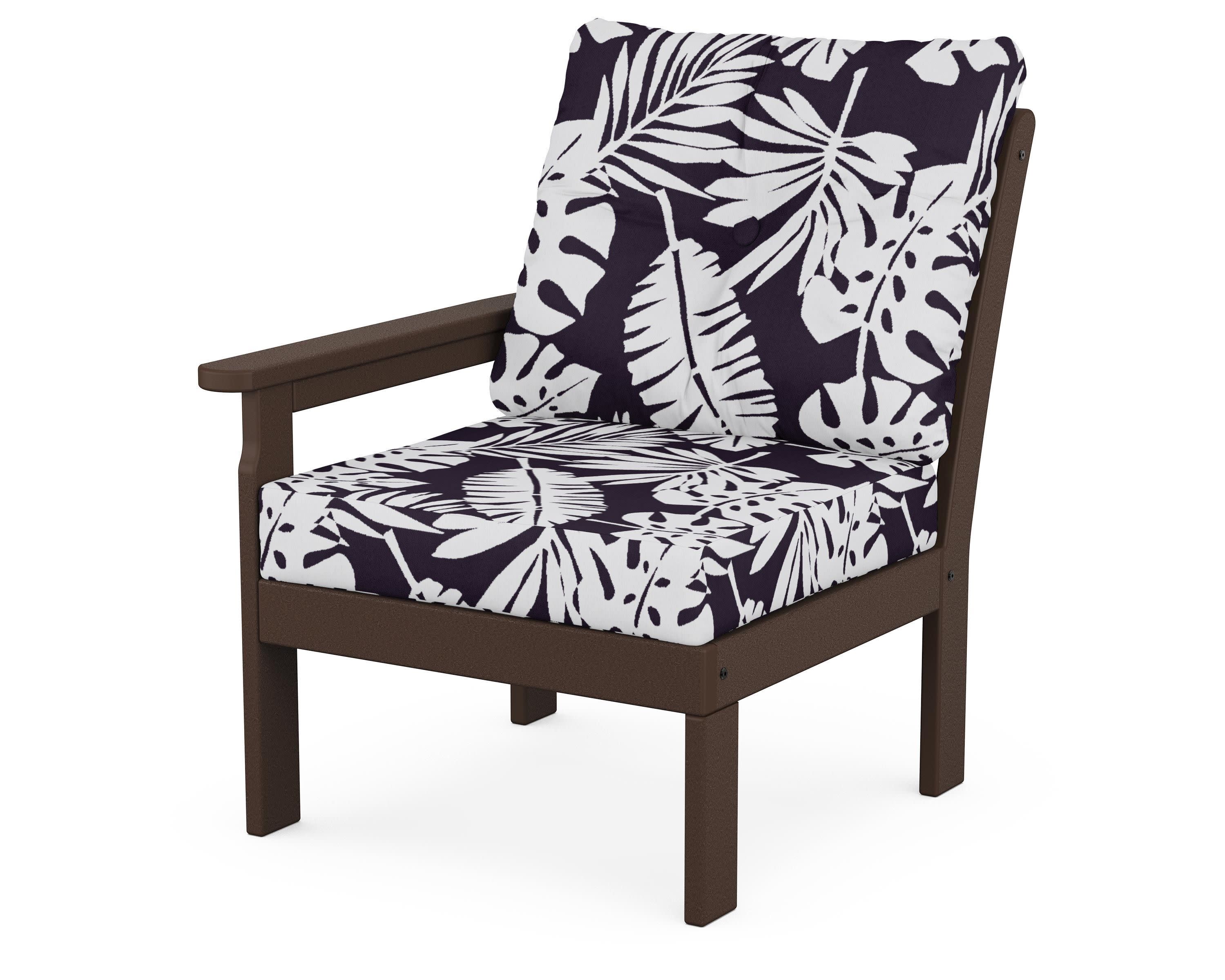 Vineyard Modular Left Arm Chair in Mahogany / Leaf Navy